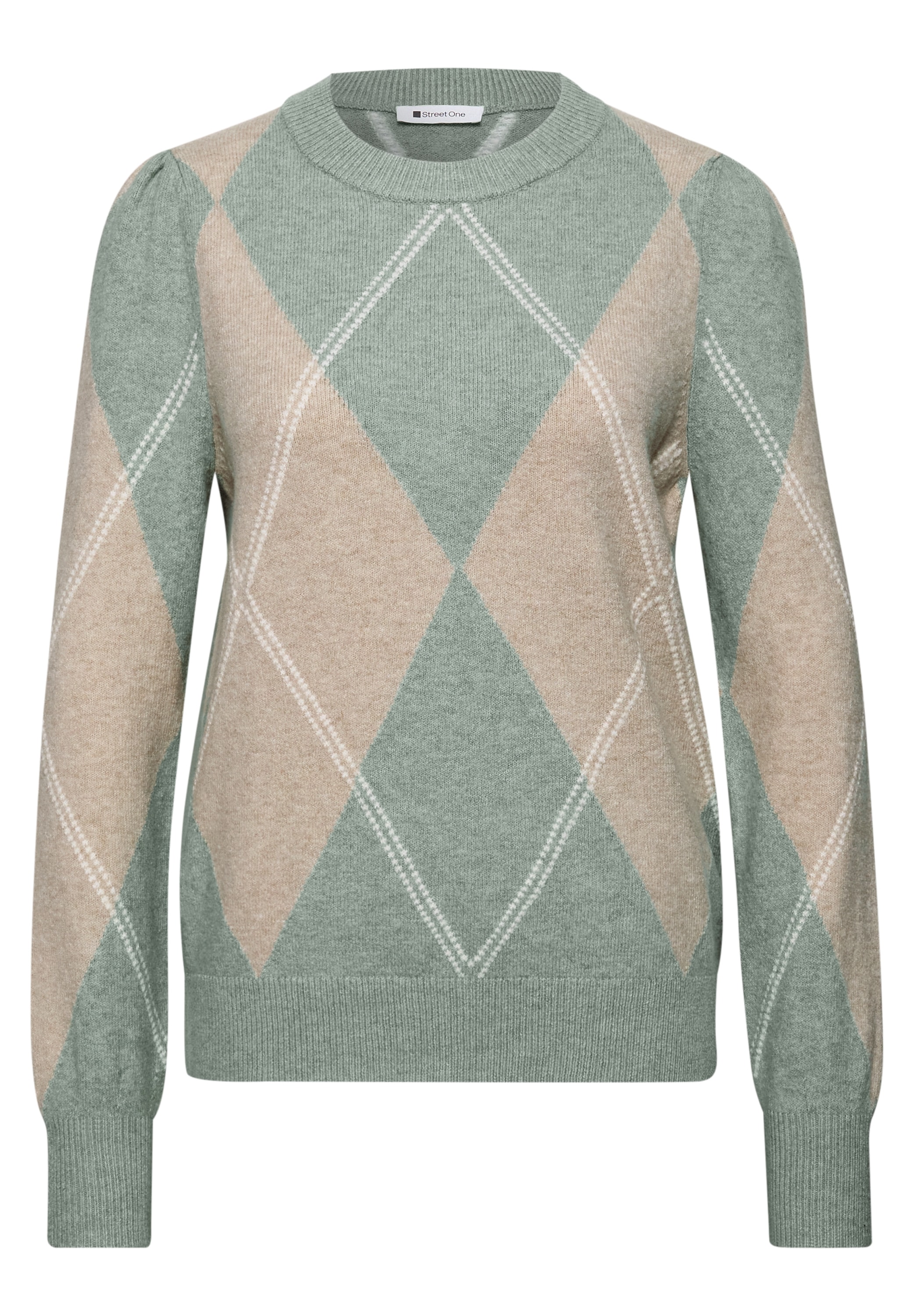 STREET ONE Strickpullover im Karo-Look / Rundhals / Stretch