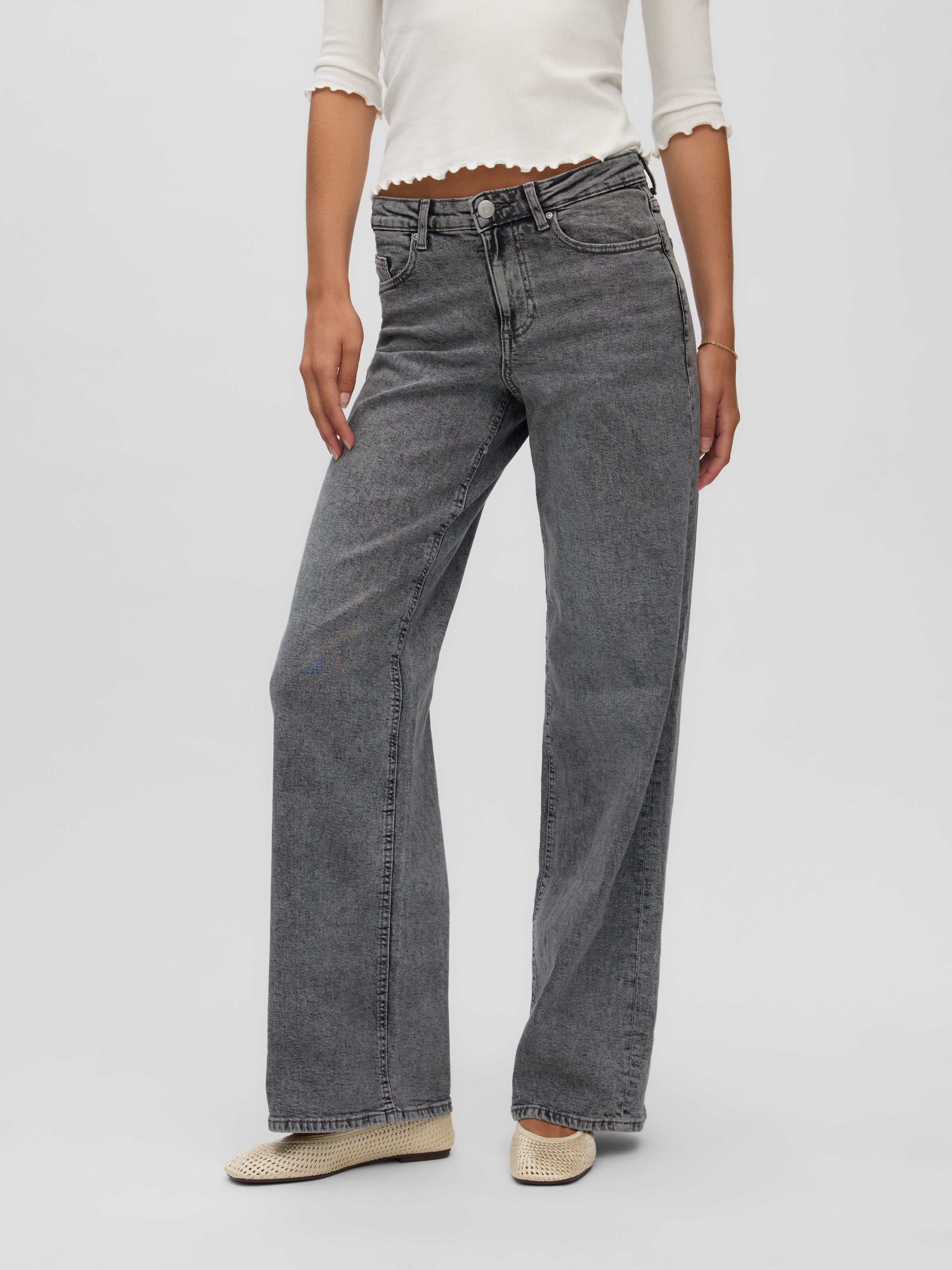 Vero Moda Jeans large »VMSANDIE-STRETCH MR WIDE JNS RA269 NOOS« Mélange de coton, coupe large, taille mi-haute