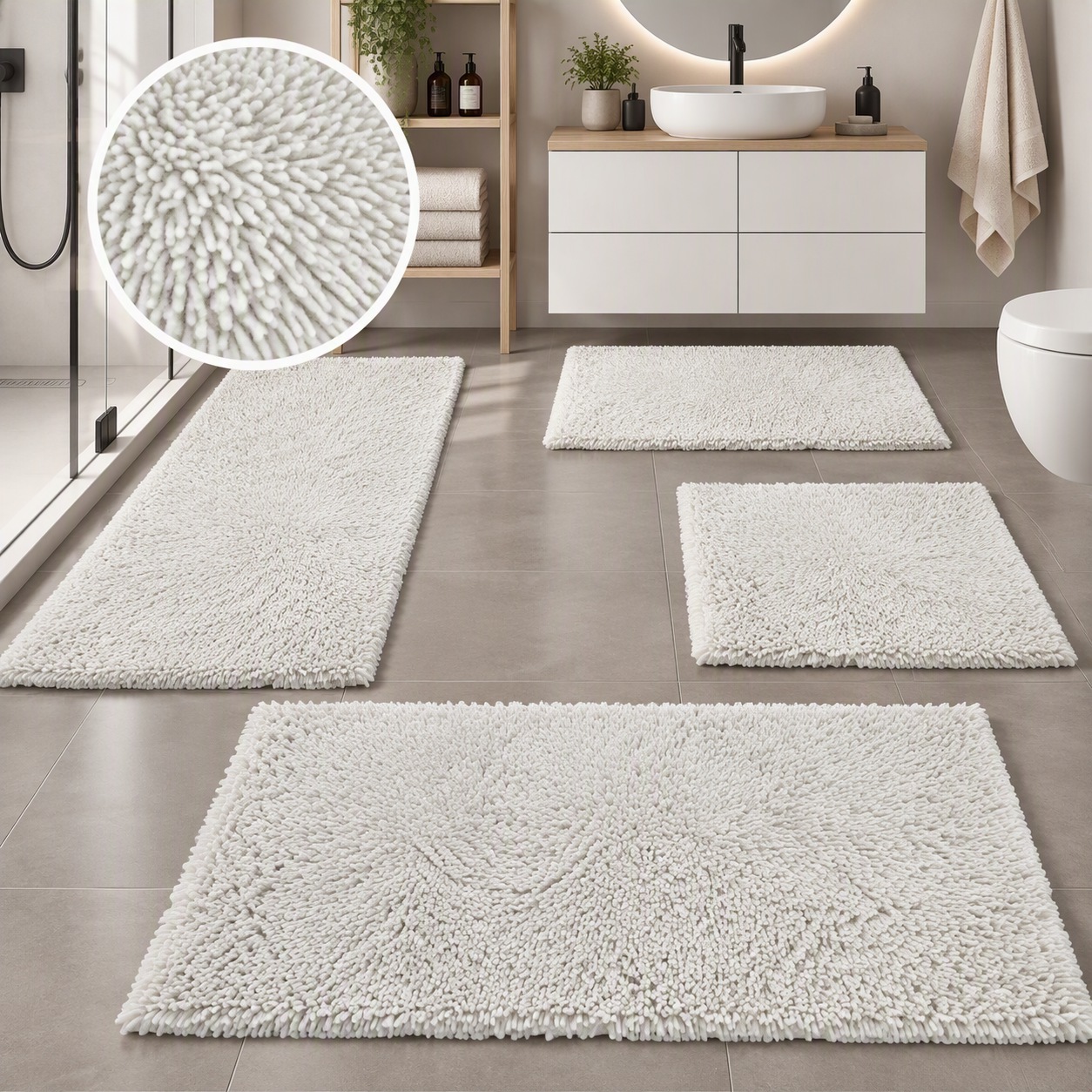 Image of GOODproduct Badematte "Xennia, Badvorleger, Badezimmer Teppich, Duschvorleger" Höhe 28 mm rutschhemmend beschichtet schnell trocknend Badteppich, Uni Farben, vielseitig kombinierbar