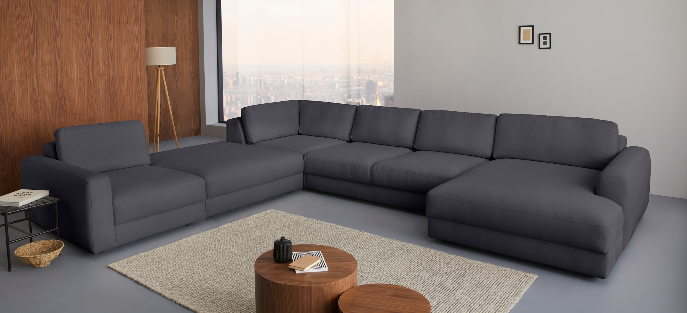 Home affaire Paysage de salon »Bloomfield, Mega Polsterprogramm, Breite 405cm, viel Platz, U-Form« avec assise extra profonde, au choix avec réglage de la profondeur d'assise
