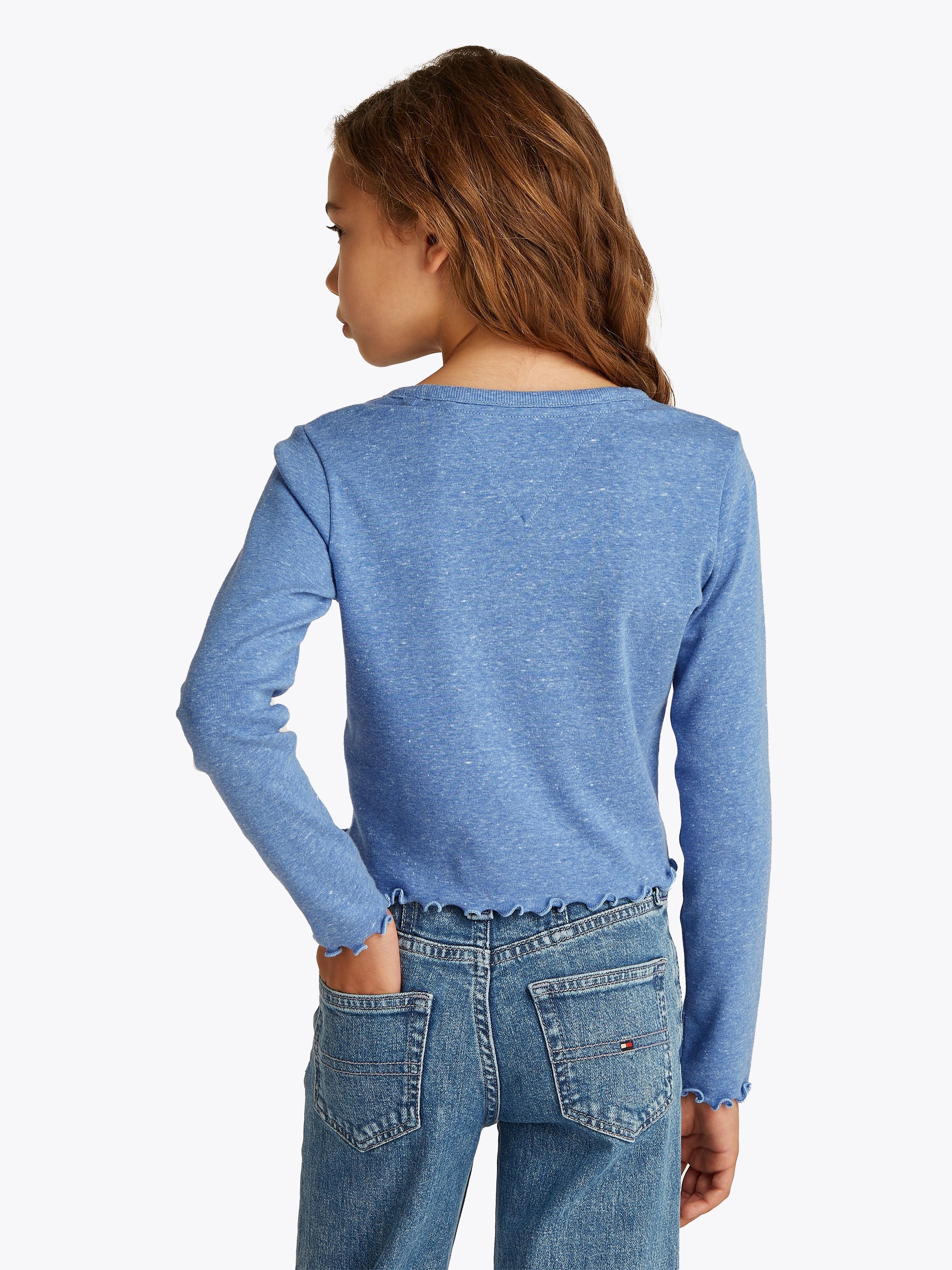 Tommy Hilfiger Langarmshirt »SLUB KNIT TOP LS«, mit gewelltem Saum