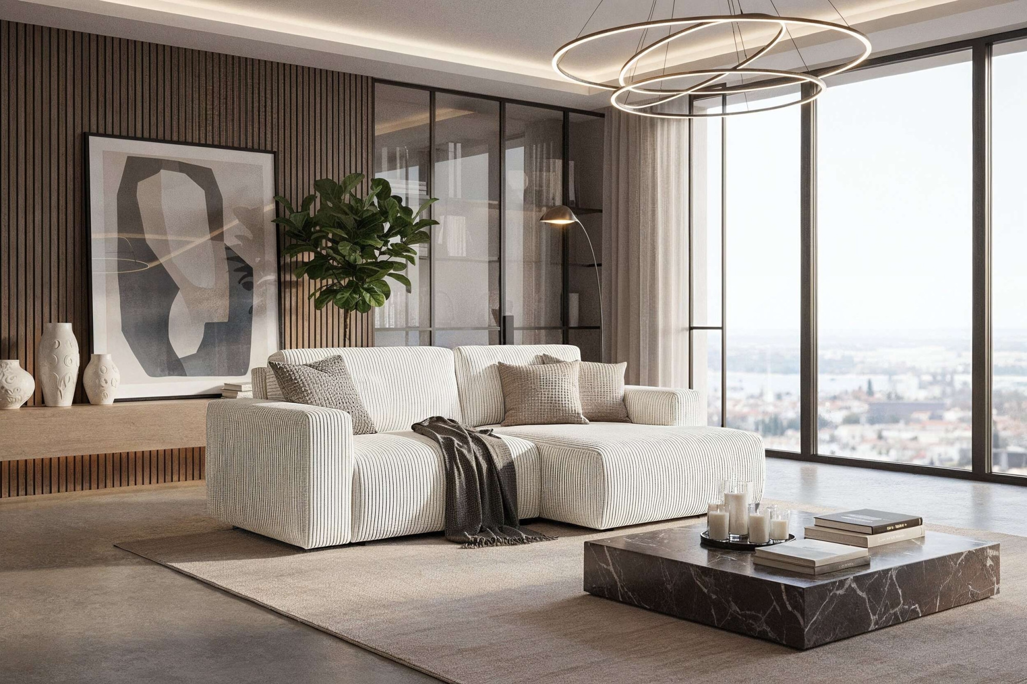 Image of Home affaire Schlafsofa "Noord Schlafecksofa, Breite 250 cm" Cord, Struktur, Webstoff, mit Wellenunterfederung, Massivholzrahmen