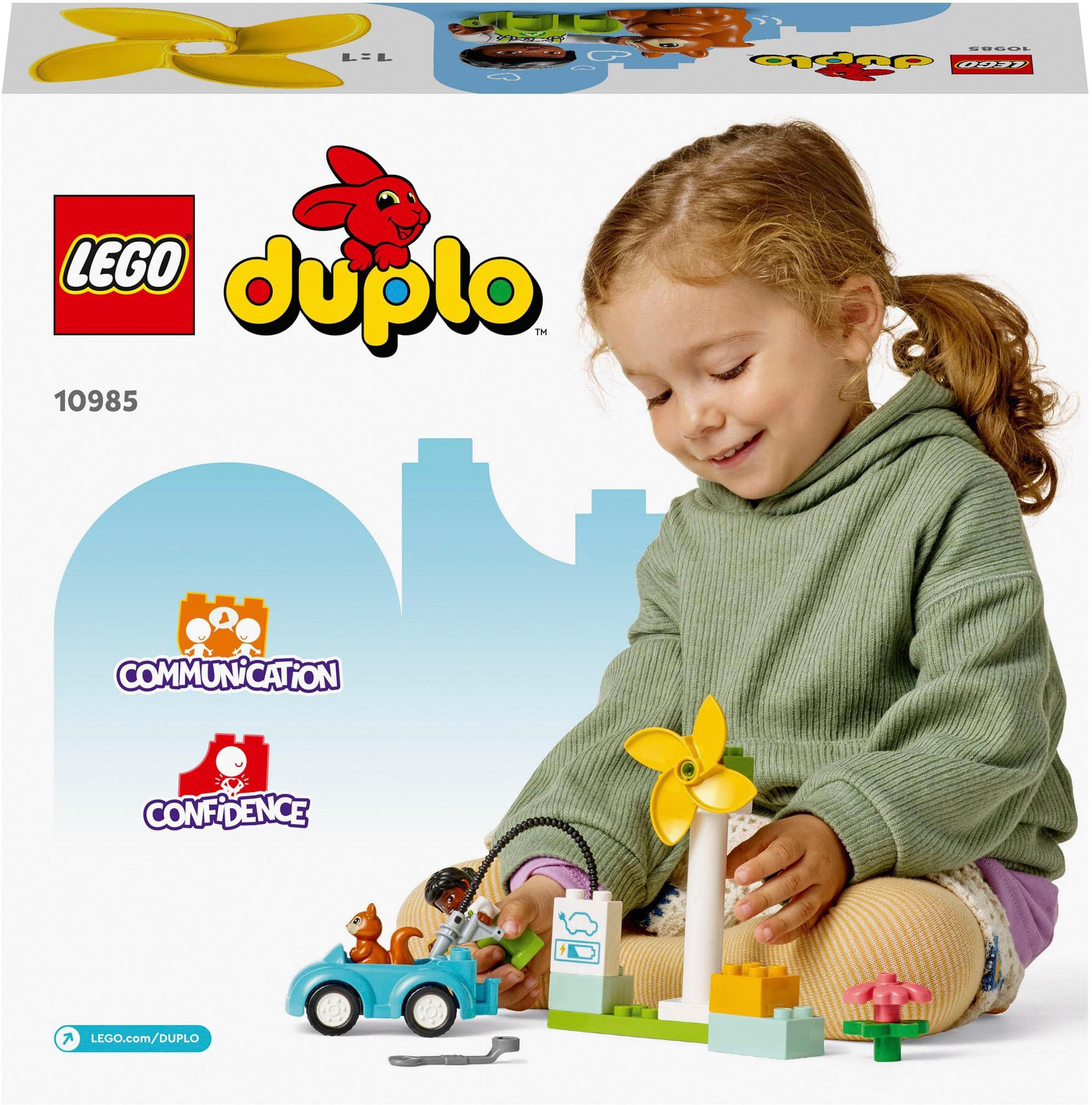 LEGO® Konstruktionsspielsteine »Windrad und Elektroauto (10985), LEGO® DUPLO Town«, (16 St.), Made in Europe