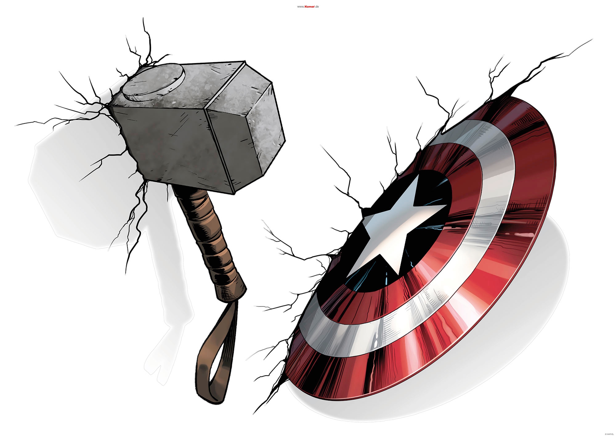 x Höhe), (4 & sur Wandtattoo »Avengers selbstklebendes Hammer Wandtattoo 100x70 Trouver Shield«, cm St.), (Breite Komar