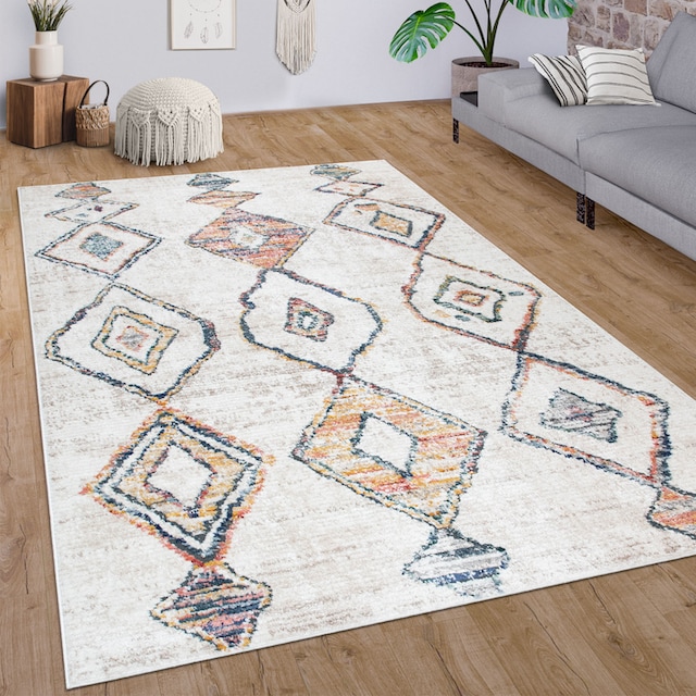 Paco Home Teppich »Kayacik 576«, rechteckig, Kurzflor, Rauten Motiv, ideal  im Wohnzimmer & Schlafzimmer jetzt kaufen