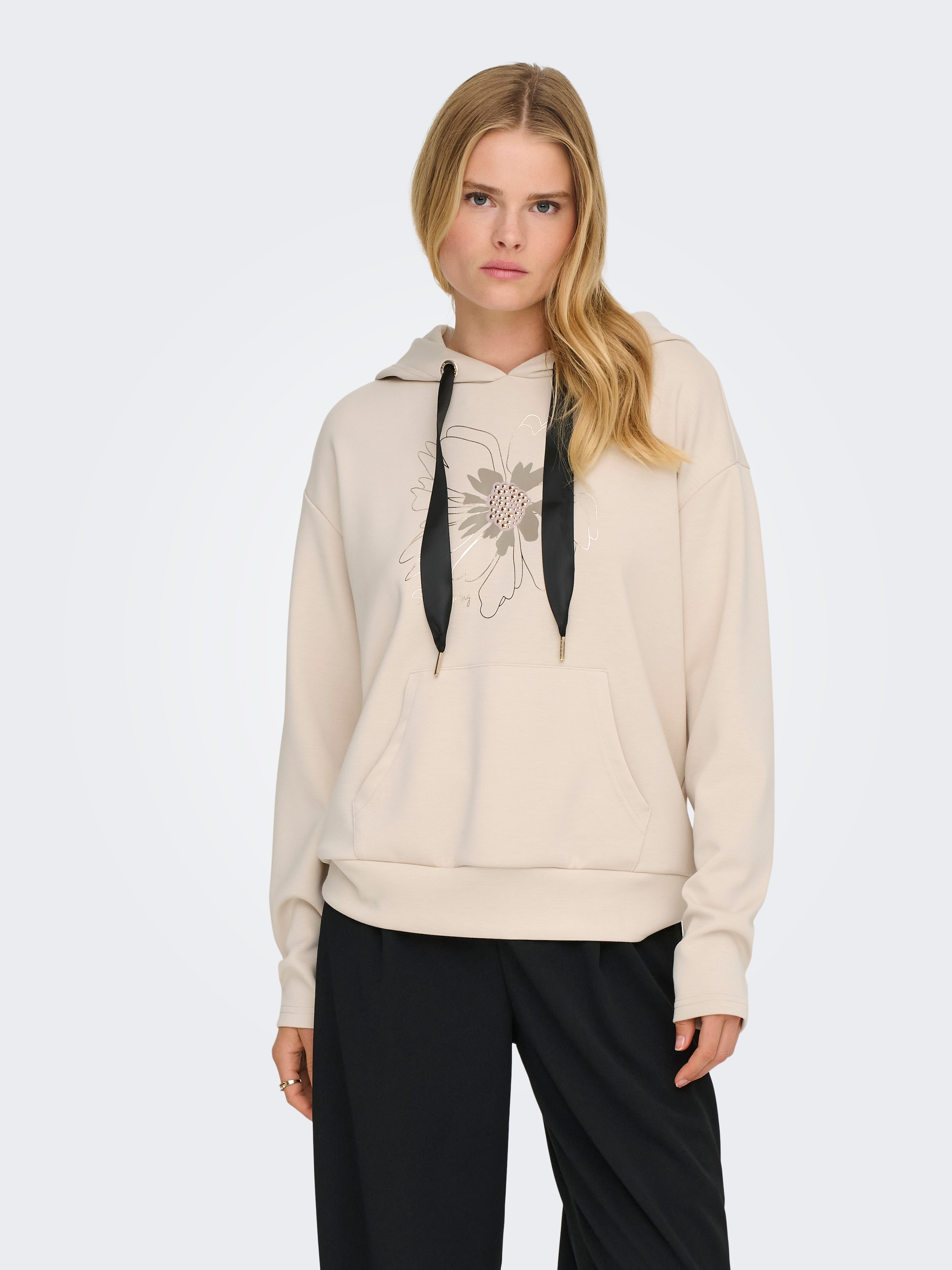 Image of ONLY Sweatshirt "ONLFANCY L/S HOOD PRINT SWT", Materialmix, regular fit