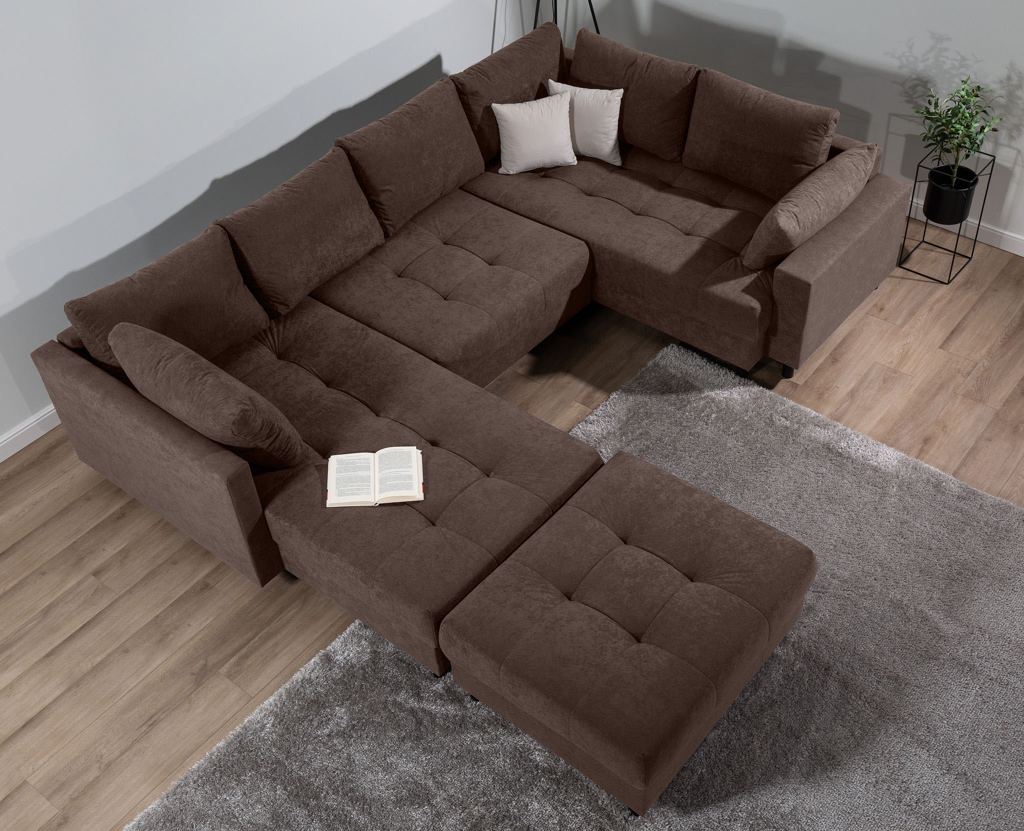 COLLECTION AB Paysage de salon »Toni U-Form, B: 298 cm« Set: Sofa & Hocker, 2 Zierkissen, Federkern