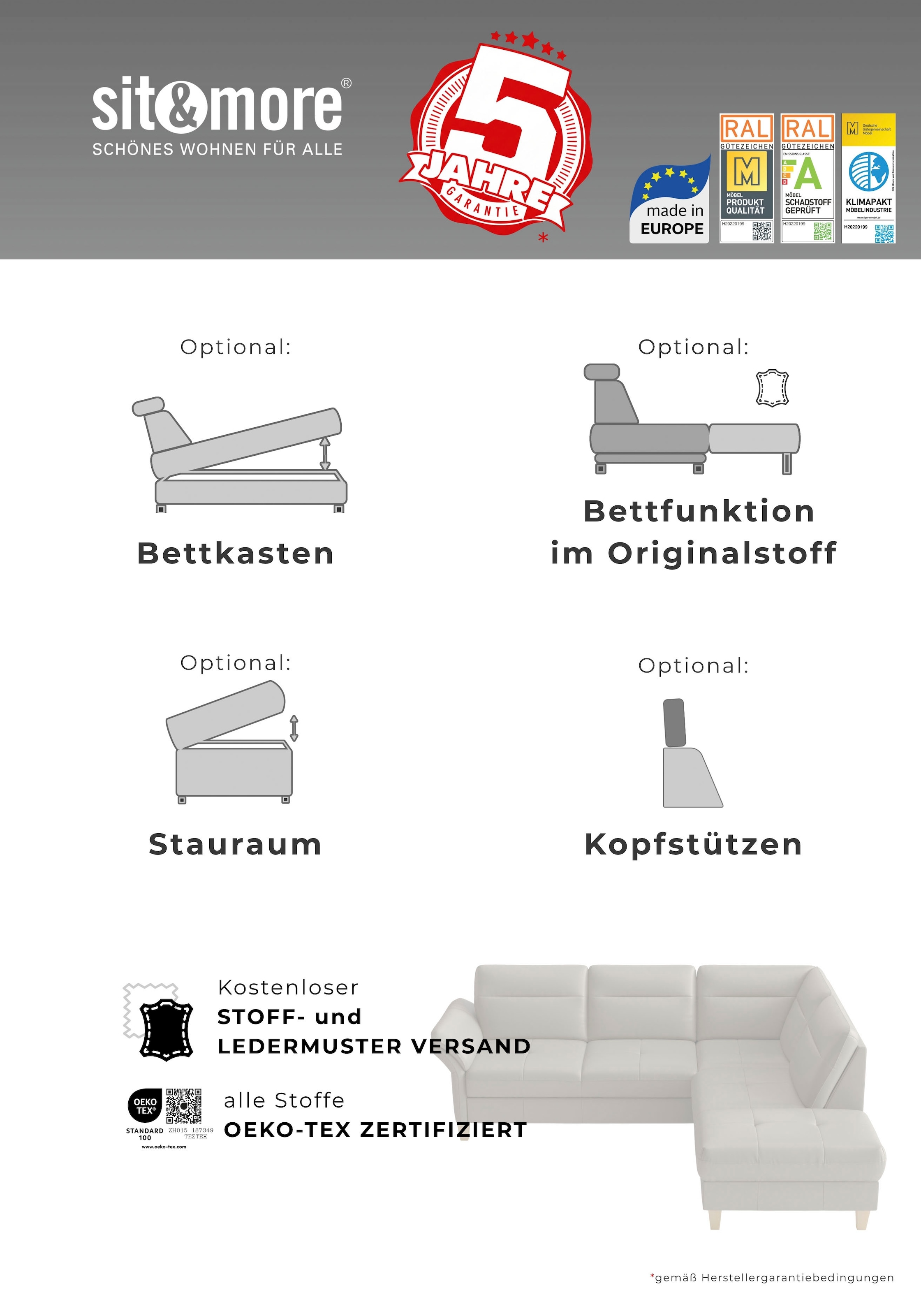 sit&more Polsterhocker »Pamela, Leder, B: 58 cm« 1 Stk. tlg. mit praktischen Stauraum, hochwertige Qualität, verschiedene Farben