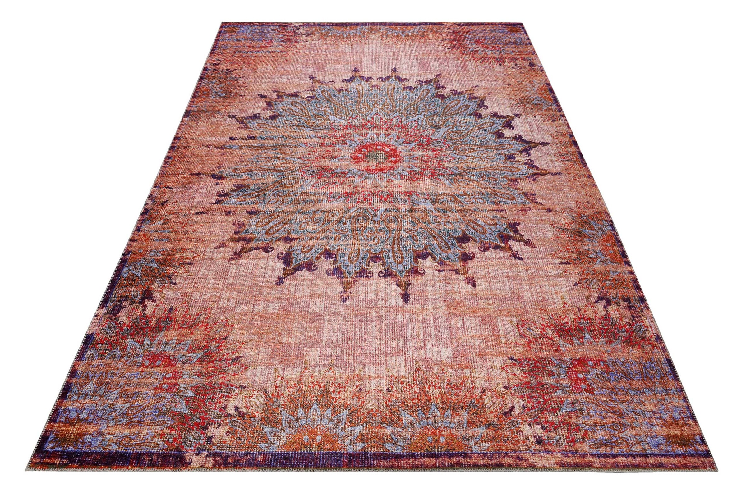 Image of Wecon home Teppich "Rooftop" rechteckig 6 mm Höhe Vintage, Baumwolle, Kurzflor, Wohnzimmer, Schlafzimmer, Orient