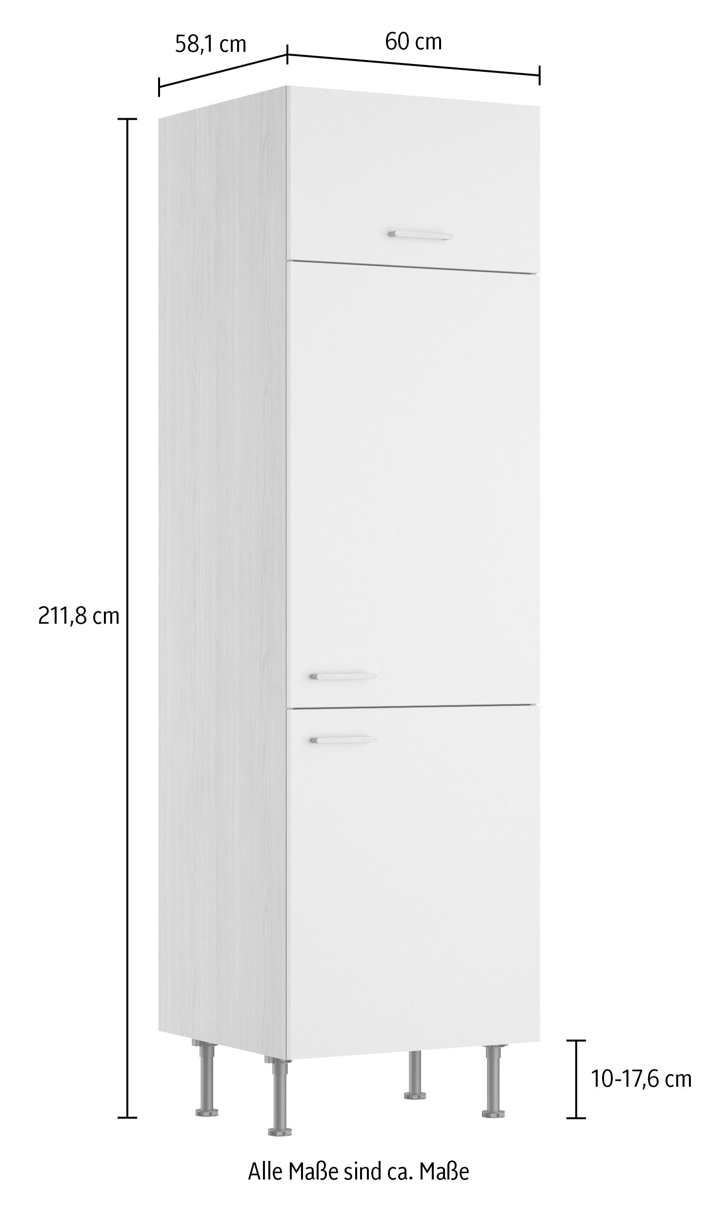 KOCHSTATION Armoire réfrigérée encastrable »KS-Lucy« Breite 60 cm, m. 2 Türen, 1 Klappe, Soft-Close, höhenverstellbare Füsse
