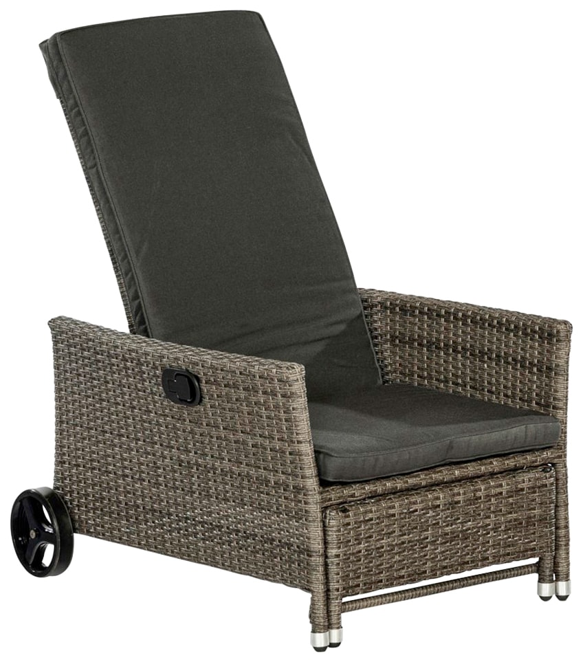 MERXX Gartensessel »Komfort Deckchair«, (4-tlg.), Stahl/Kunststoff, inkl. Auflagen