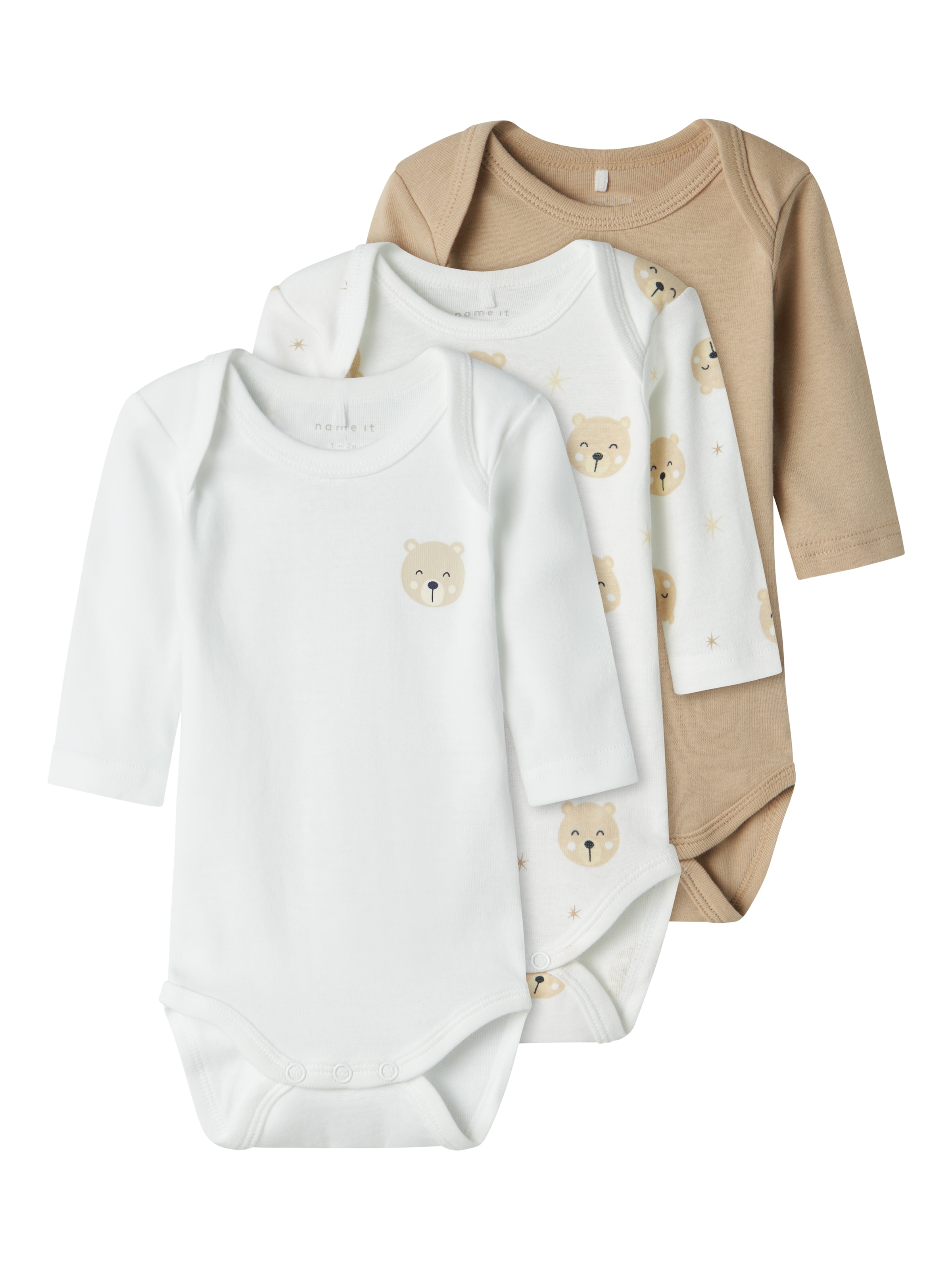 Image of Name It Body "NBNBODY 3P LS OXFORD BEAR NOOS" Packung, 3 Stk.