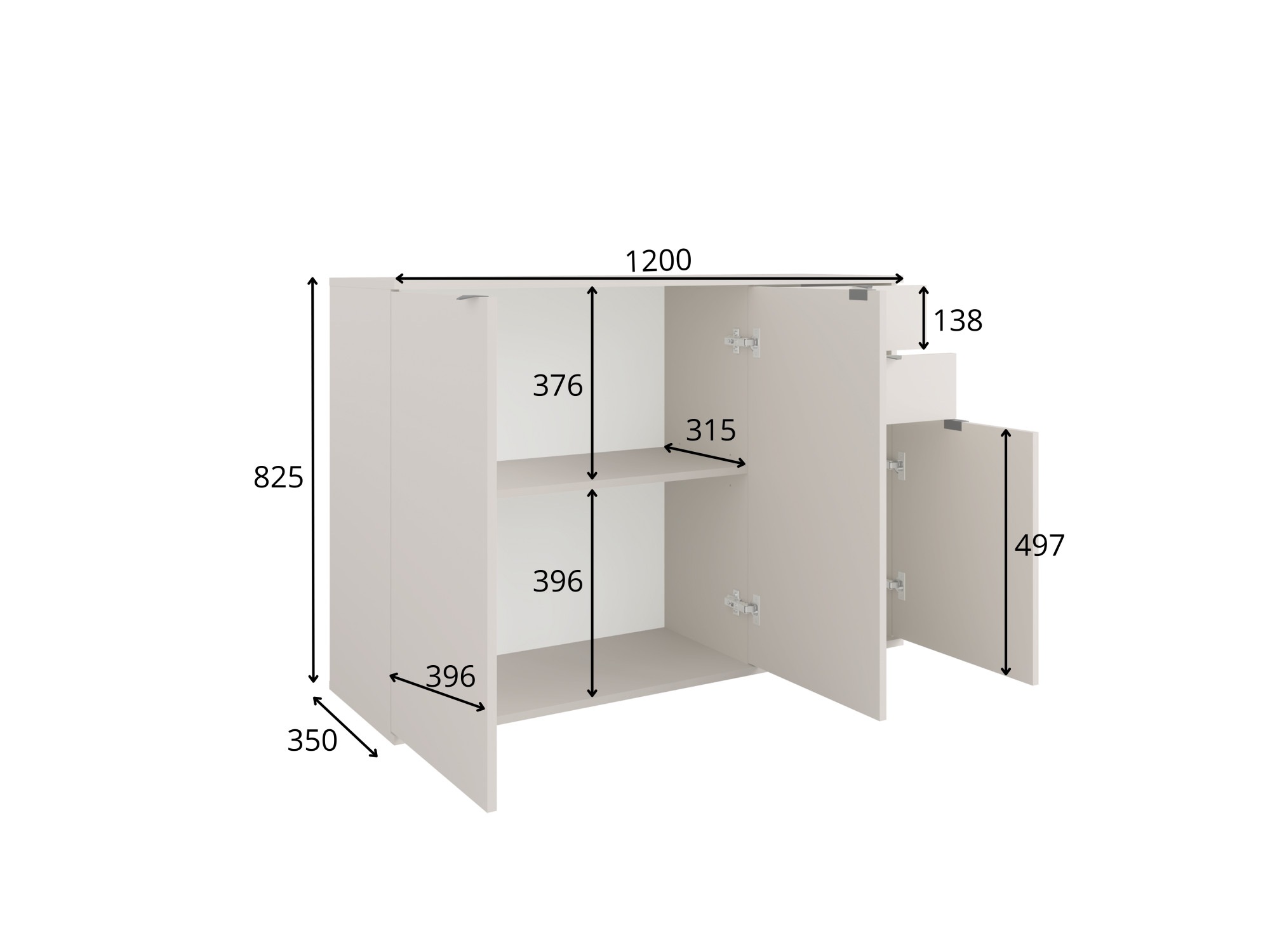GOODproduct Kommode »THALIAANA Sideboard mit 3 Türen und 2 Schubladen, Breite 120 cm« Schrank in 3 Farben erhältlich, schwarze Metallgriffe, viel Stauraum