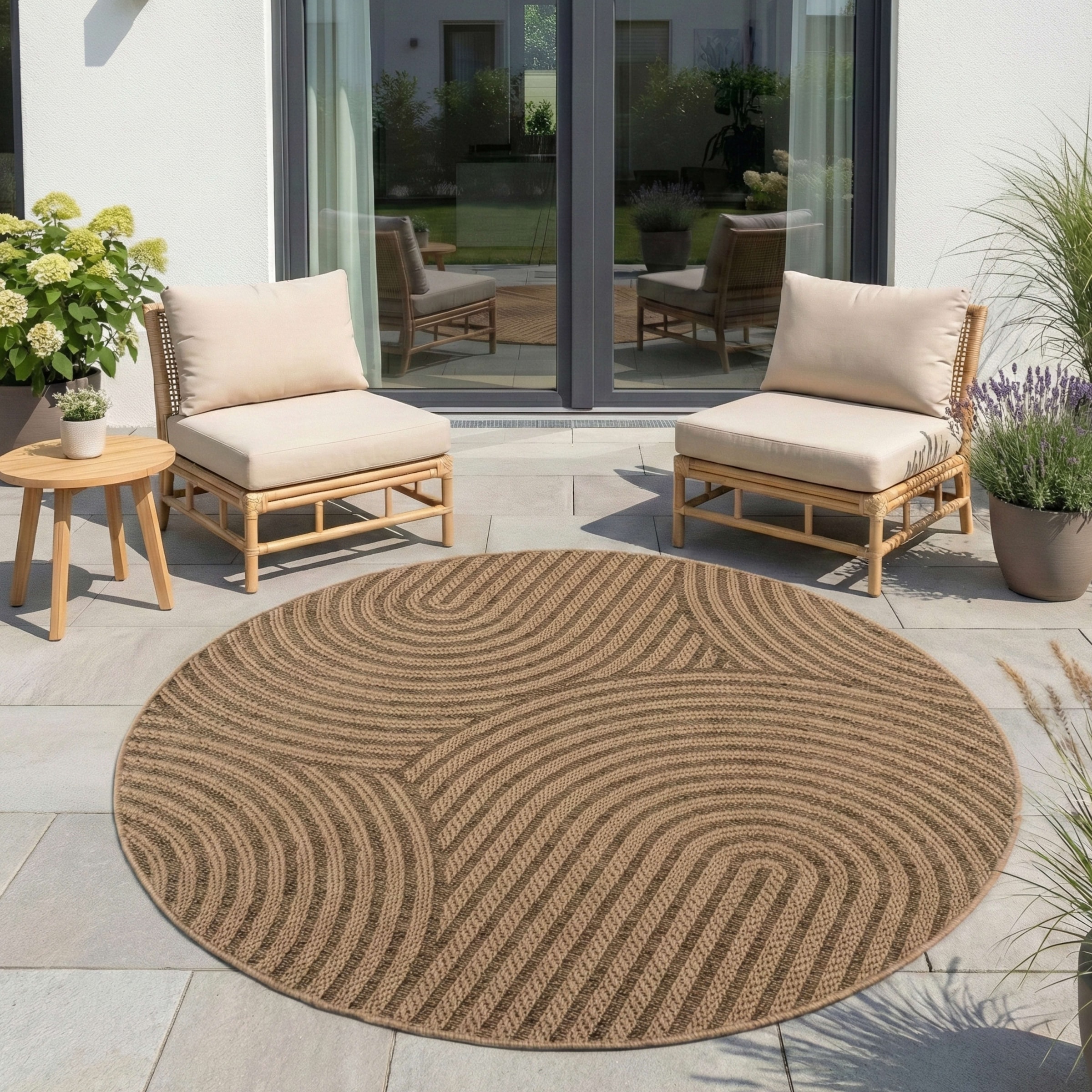 Image of Ayyildiz Teppiche Outdoorteppich "TIMBER 1401" rund 5 mm Höhe In und Outdoor, Jute Sisal Optik, Wohnzimmer, Aussenbereich