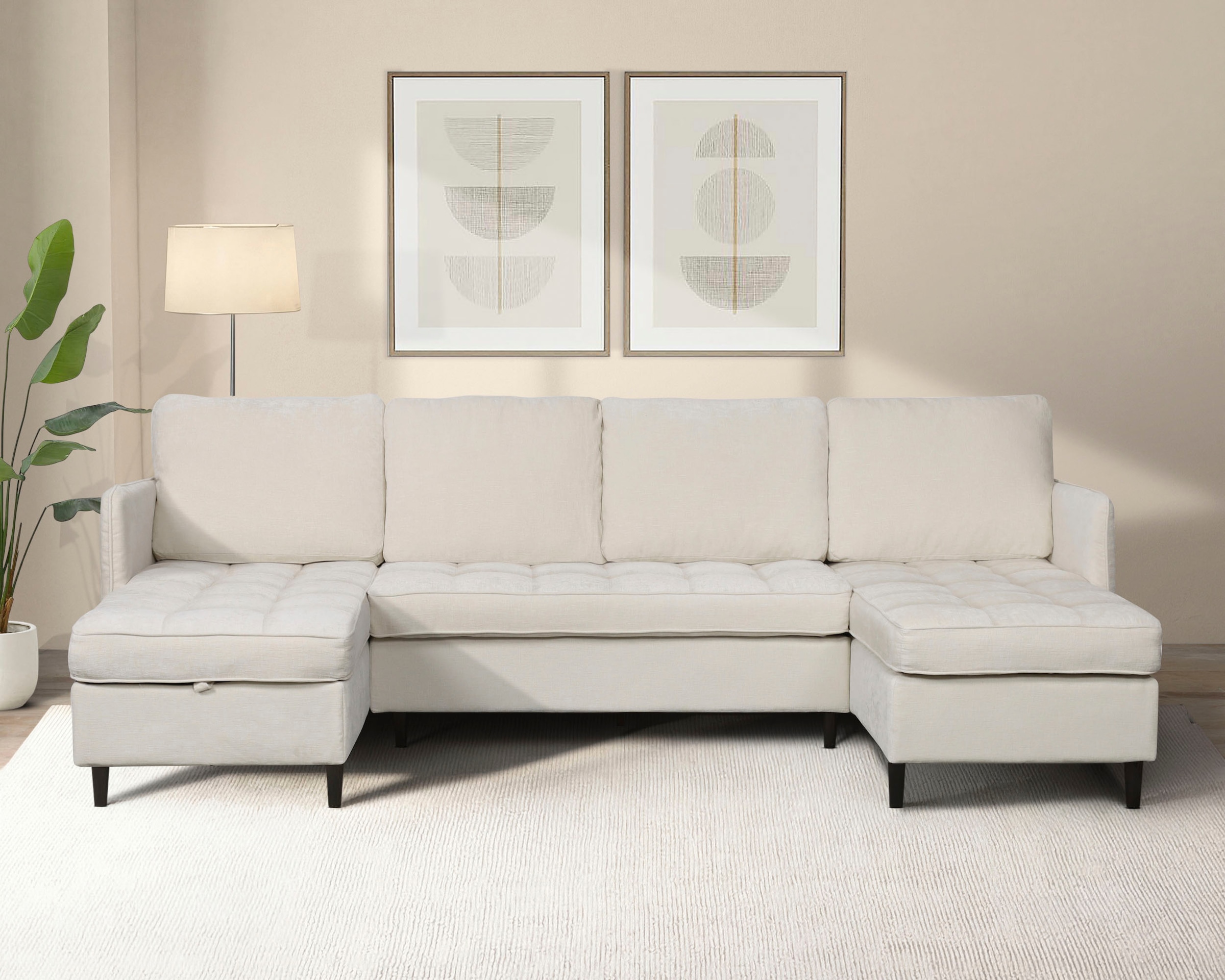 Dorel Home Paysage de salon »LINDHUS, U-Form, verschiedene Stellvarianten, Modulsofa« Recamiere, Stauraum, Cord und Chenille-Bezug