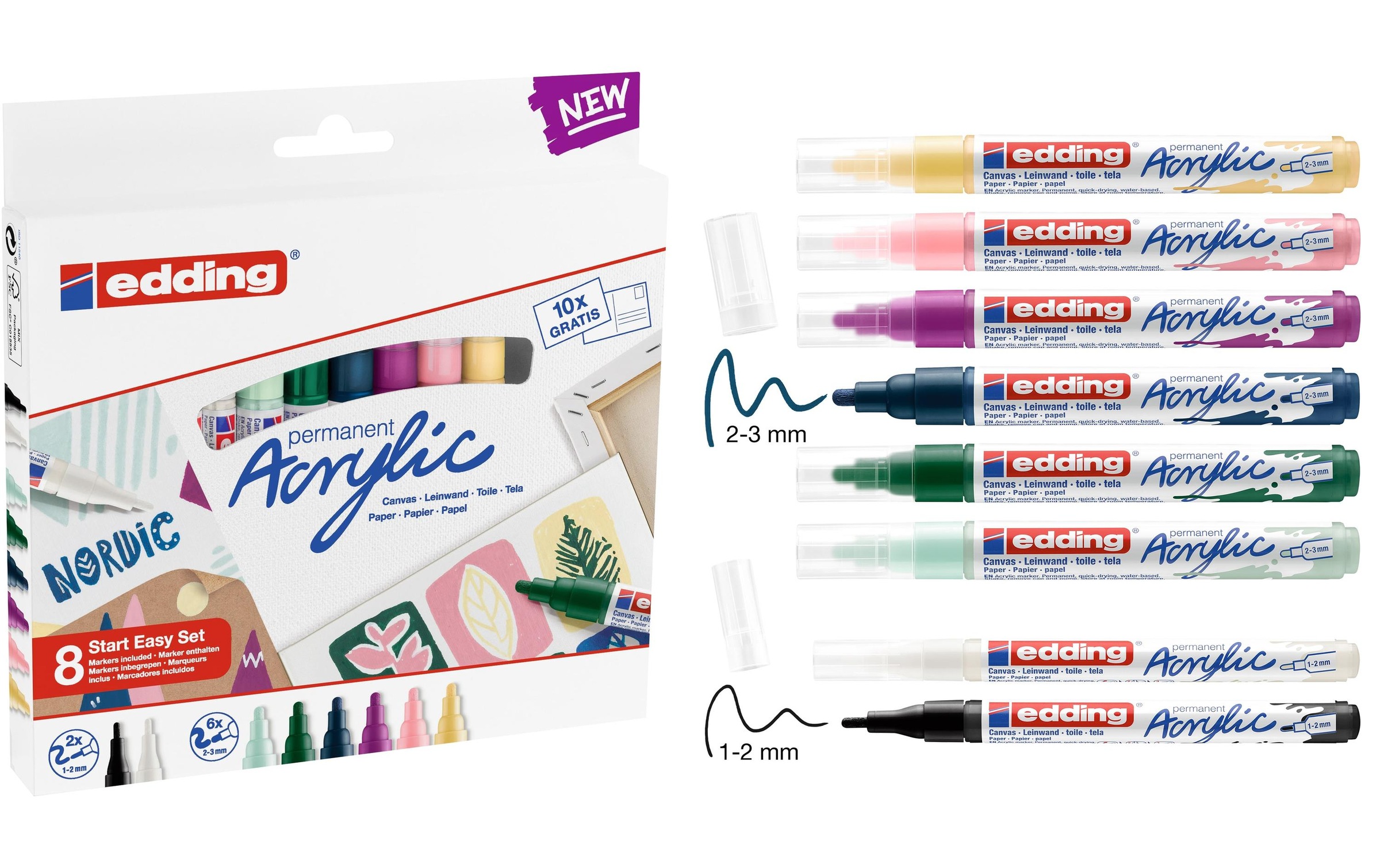 edding Marker »Starter Set 8-teilig«, (8 tlg.), Strichstärke 3mm