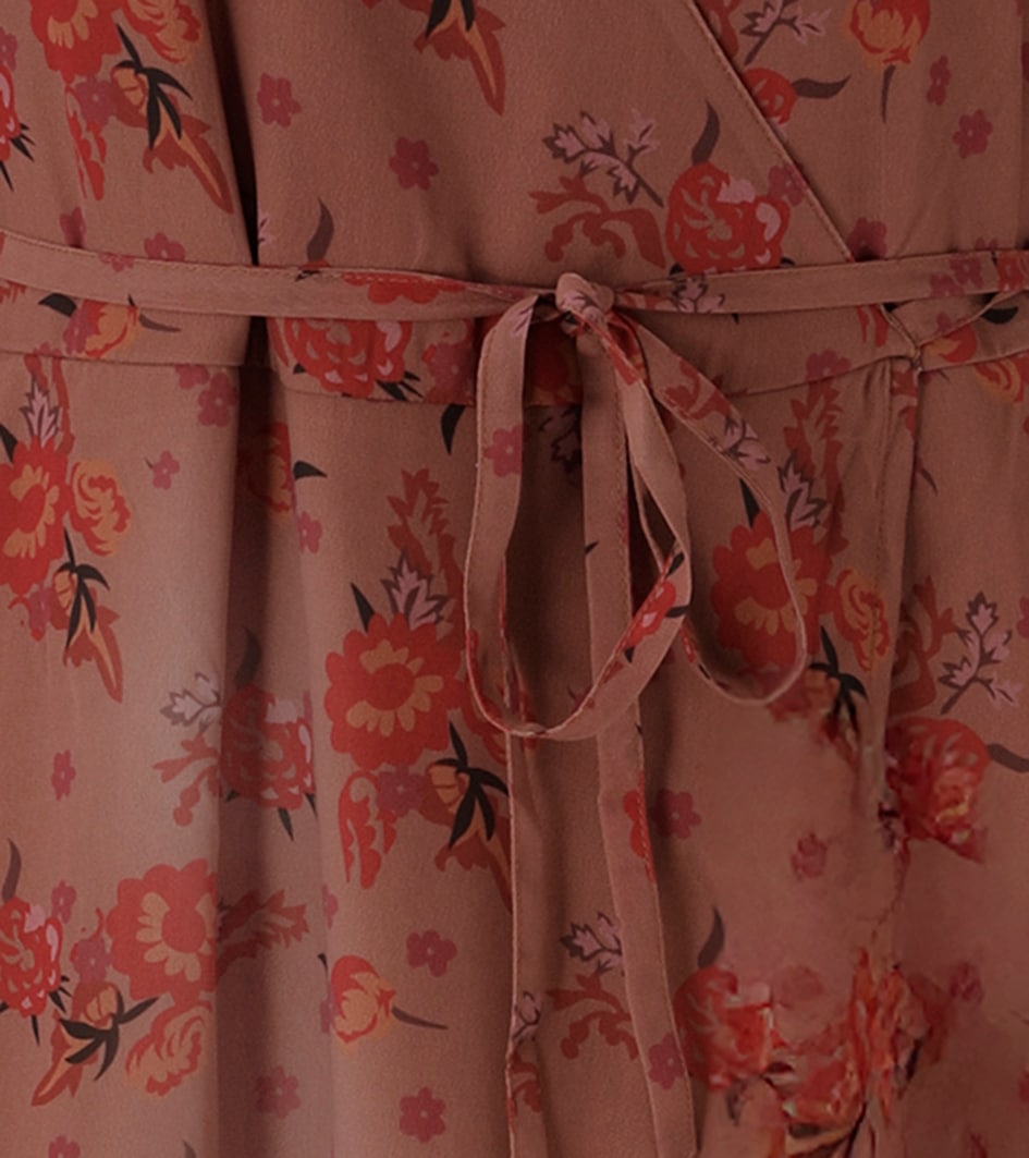 Aniston CASUAL Robe portefeuille avec lien,  avec imprimé floral aux couleurs harmonieuses - NOUVELLE COLLECTION