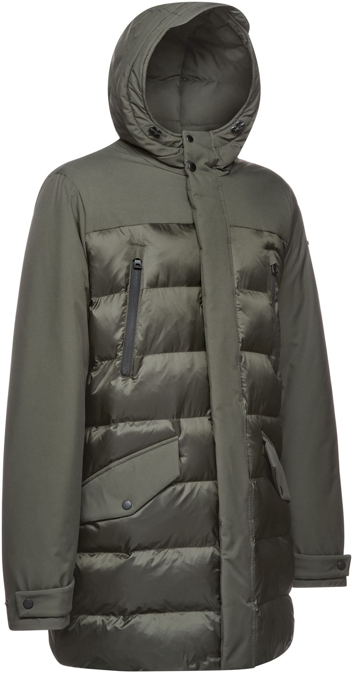 Geox Langjacke »SAPIENZA«, mit Kapuze, im Materialmix, 4 Taschen, Kapuze, verdeckter Reissverschluss