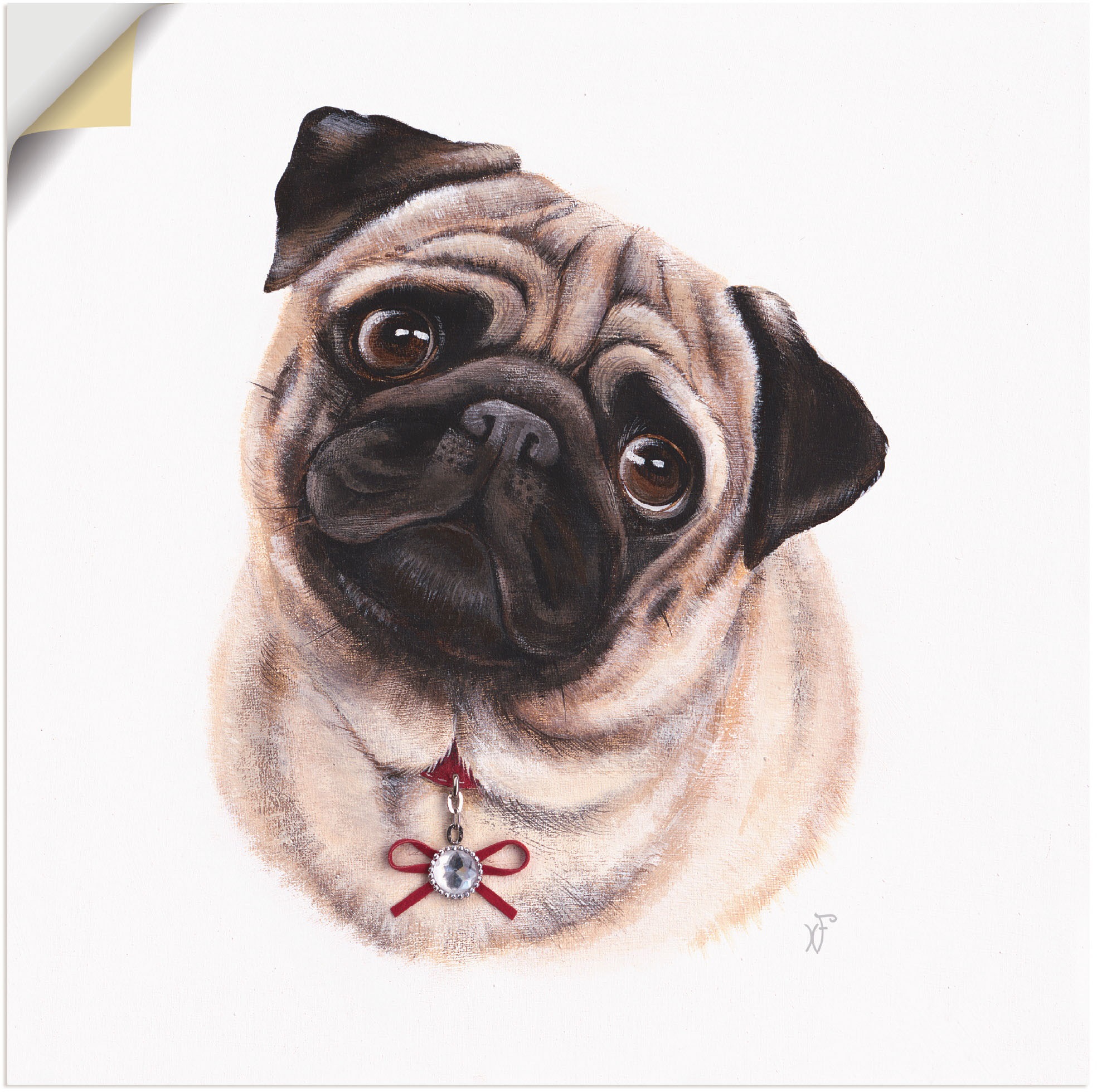 Image of Artland Wandbild »Mops mit Diamanten«, Hundebilder, (1 St.), in vielen Grössen & Produktarten - Alubild / Outdoorbild für den Aussenbereich, Leinwandbild, Poster, Wandaufkleber / Wandtattoo auch für Badezimmer geeignet bei Ackermann Versand Schweiz