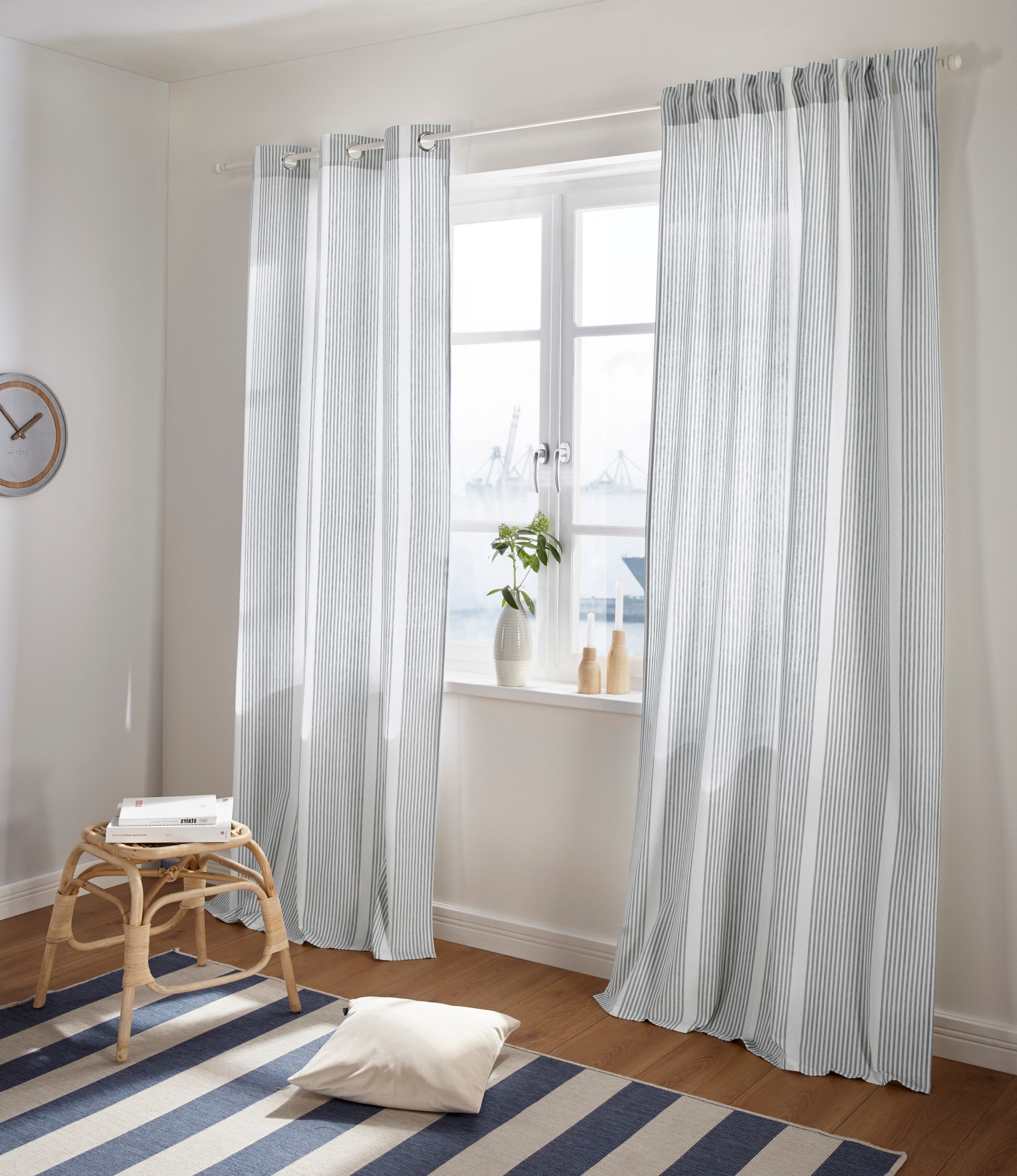 Image of elbgestoeber Gardine »Elbstreifen«, (1 St.), Bio Baumwolle, Streifen Optik, blickdicht, klassisch, Landhausstil, bis 295 cm Länge bei Ackermann Versand Schweiz