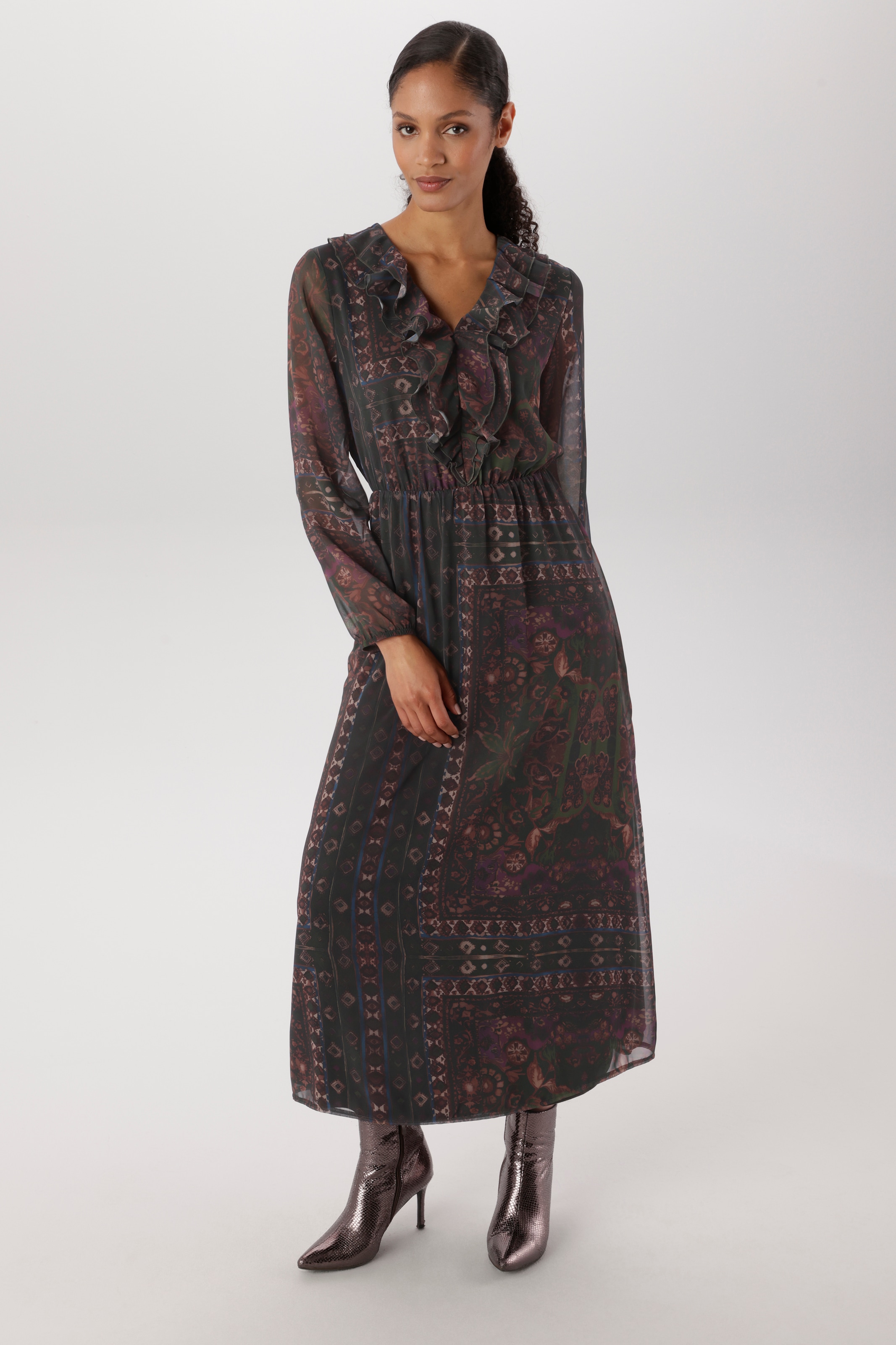 Image of Aniston SELECTED Maxikleid mit verspielten Volants am V-Ausschnitt - NEUE KOLLEKTION