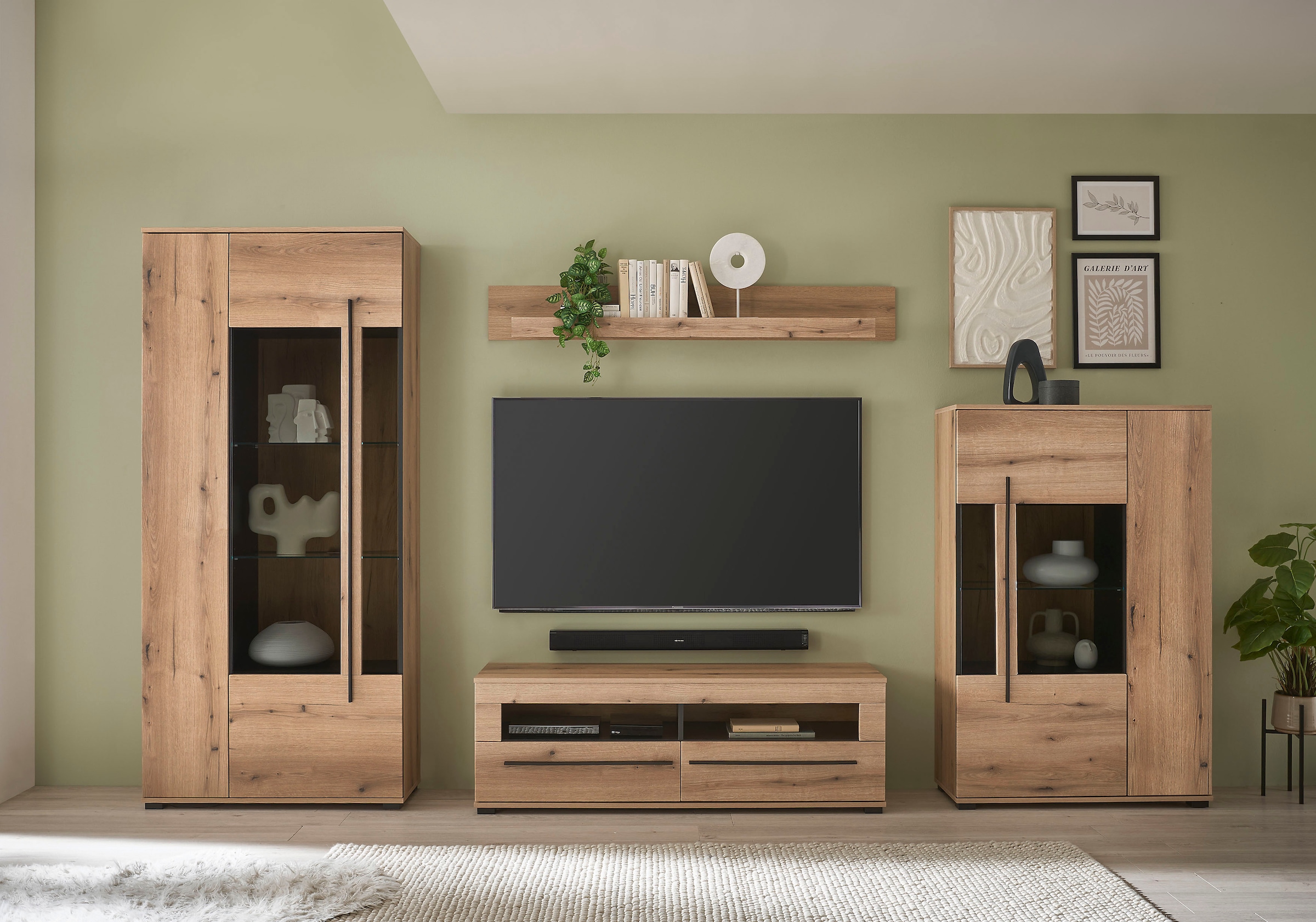 INOSIGN Lowboard »modernes TV-Unterteil, Kommode in Eiche Evoke oder weiss«, schwarze Stangengriffe, ausreichend Stauraum, vielseitig einsetzbar