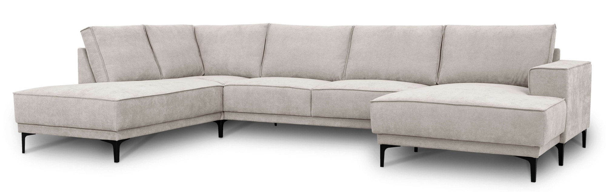 GOODproduct Paysage de salon »XXL Sofa Oland, Struktur, Flachgewebe, Luxus-Microfaser, Boucle« U-Form, 345 cm, Wellenunterfederung, Skandi-Design, Metallfüsse