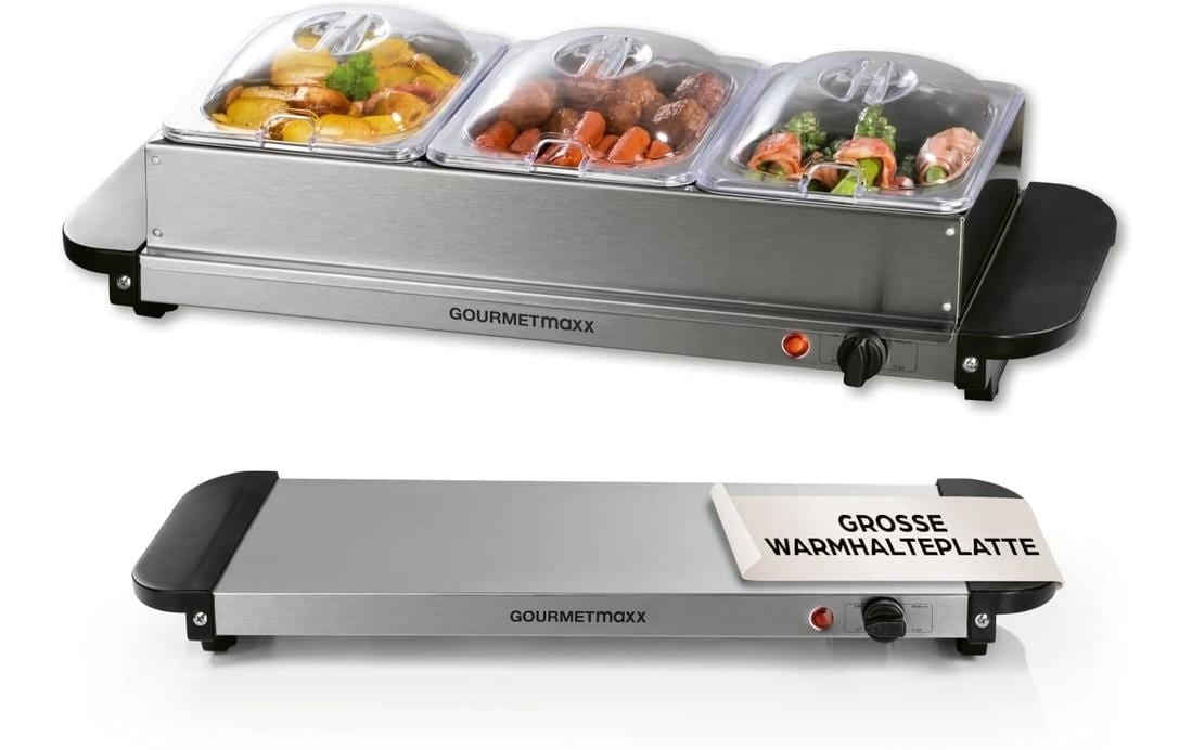 GOURMETmaxx Plaque chauffante »200 W« Chauffe-plat buffet en acier inoxydable
