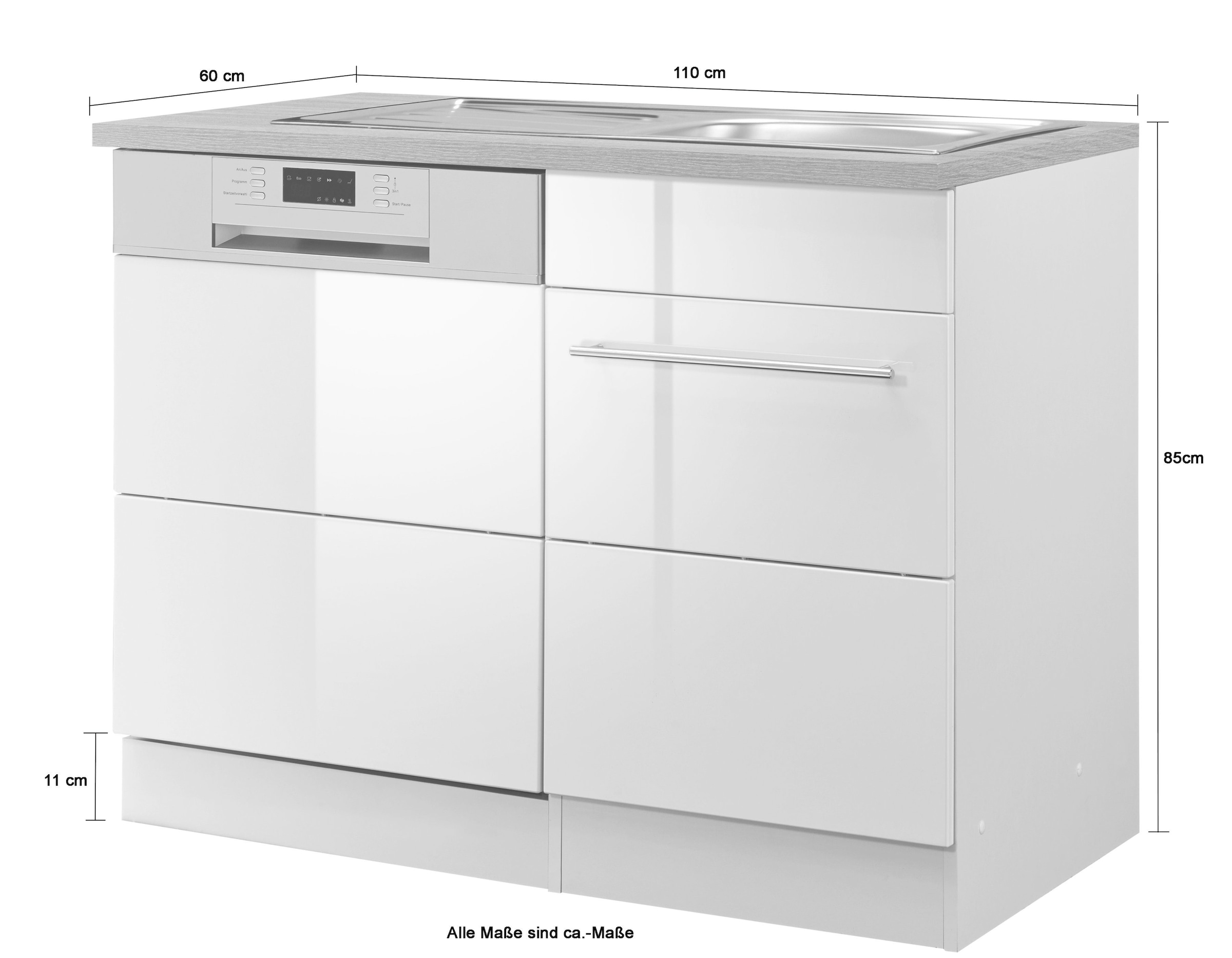 KOCHSTATION Spülenschrank »KS-Wien« Breite 110 cm, inkl. Möbelfront für teilintegrierbaren Geschirrspüler