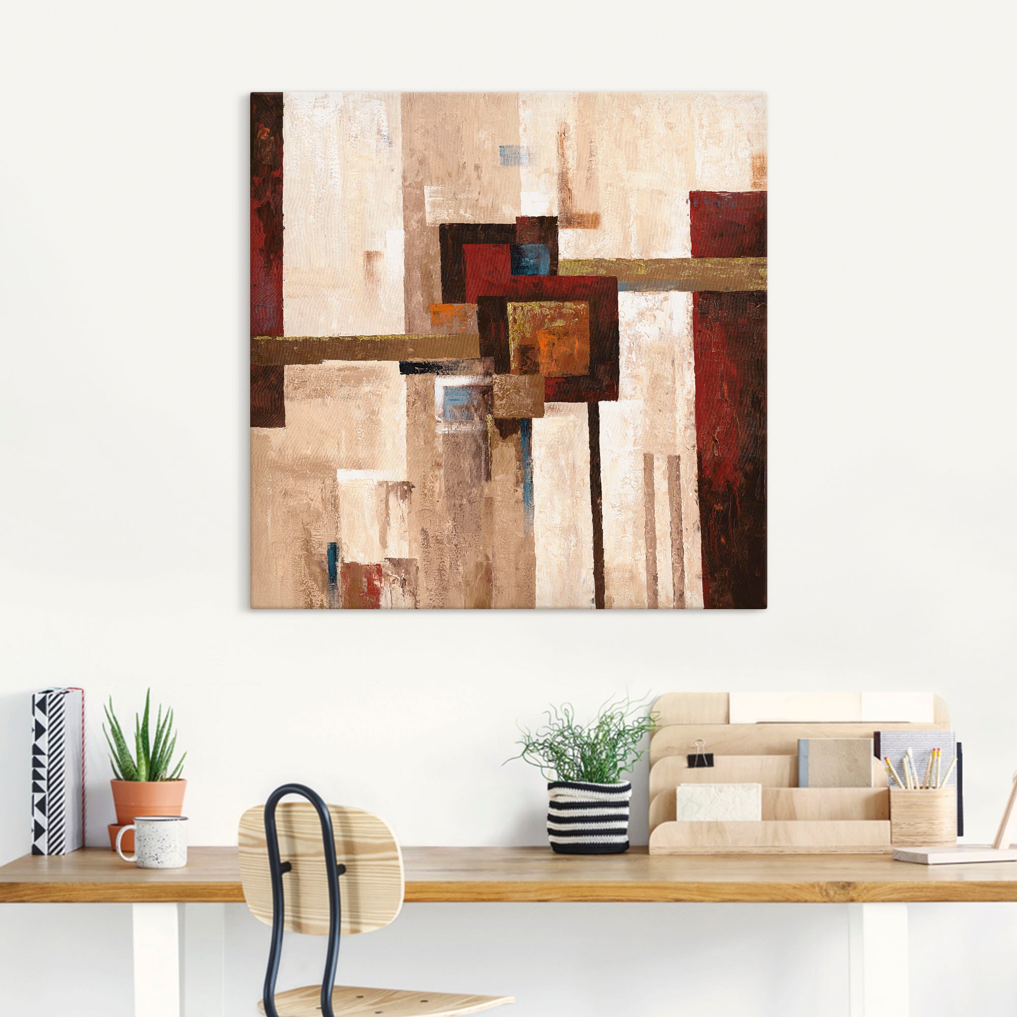 Artland Leinwandbild »Rote und braune Vierecke II«, Muster, (1 St.), auf Keilrahmen gespannt