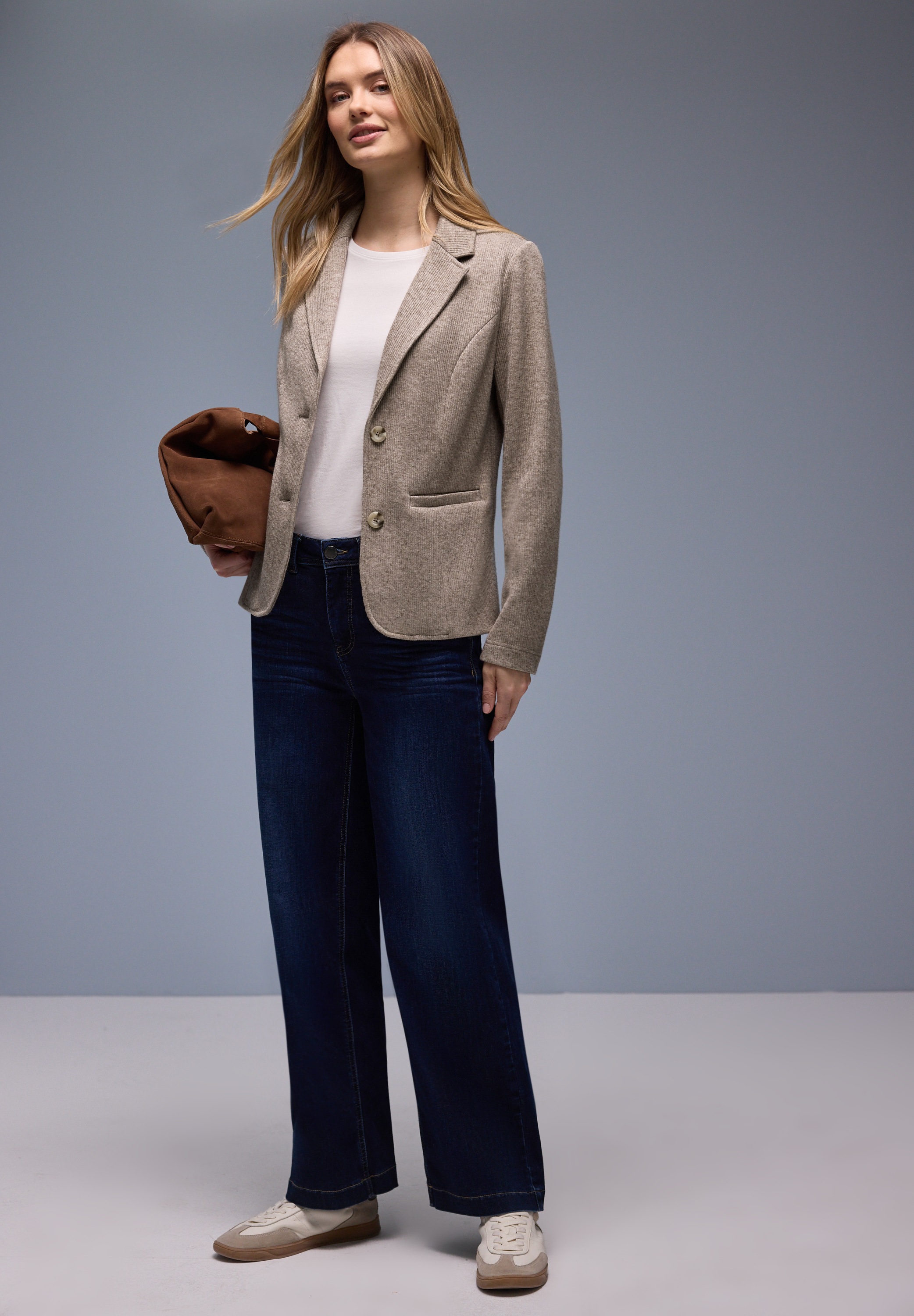 STREET ONE Jackenblazer Rippstrick‑Look mit Reverskragen, mit Viskose