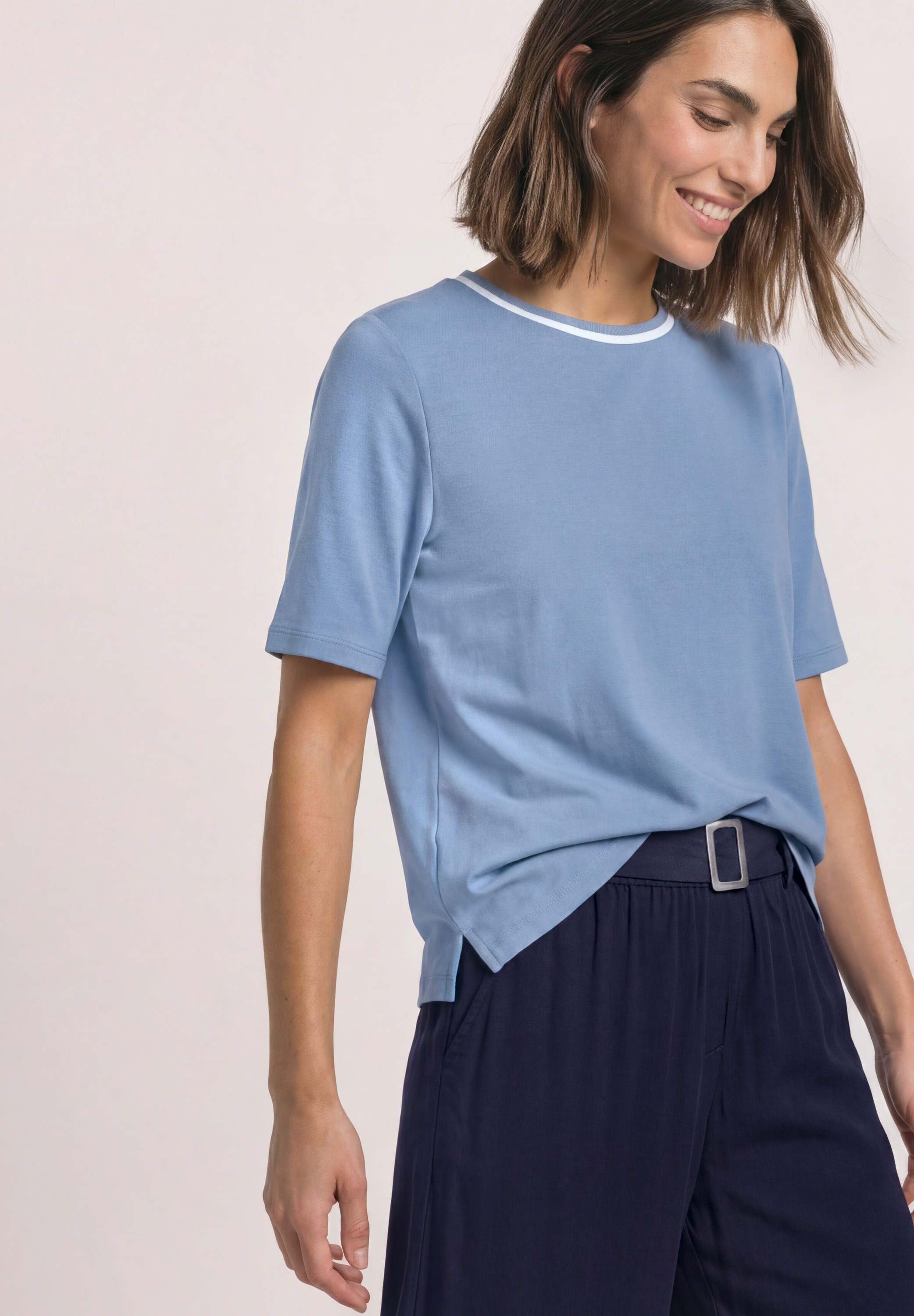Image of STREET ONE Kurzarmshirt Sommershirt mit Kontrastdetails