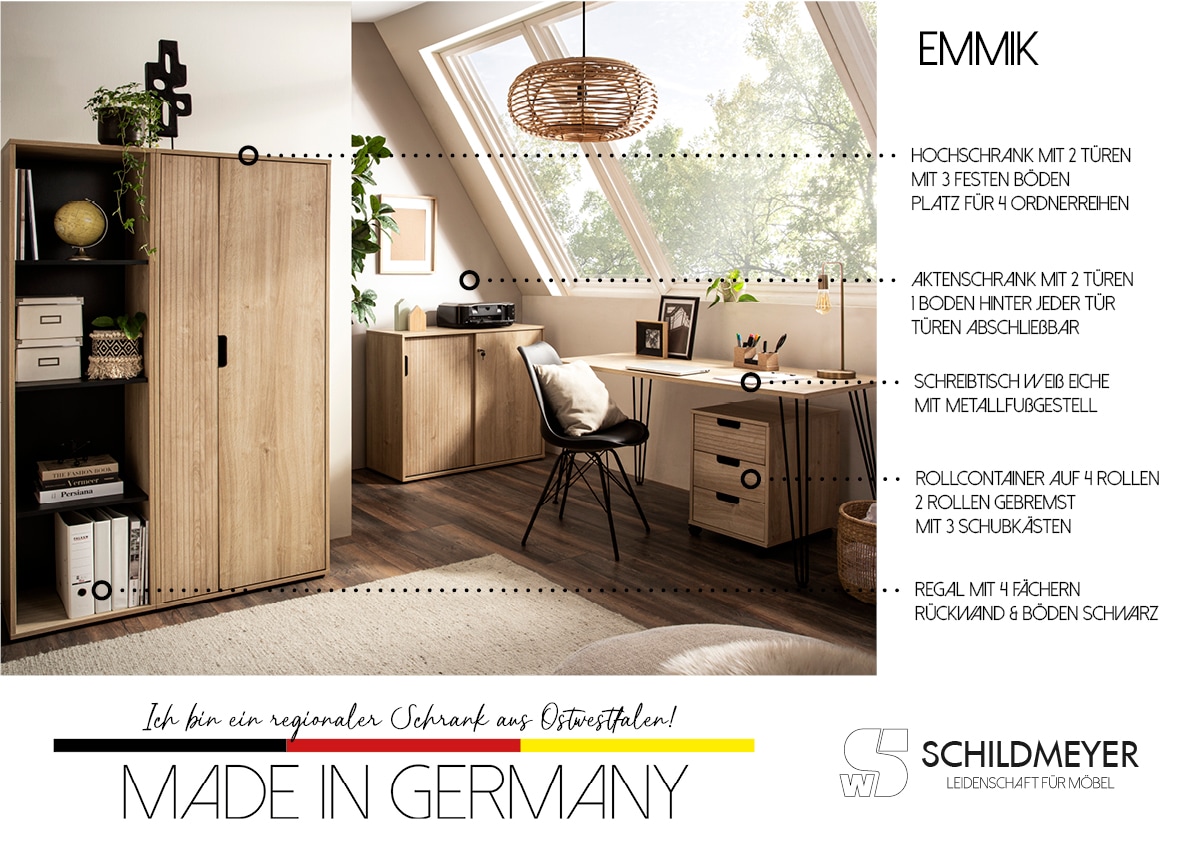 Schildmeyer Schreibtisch »Emmik, Breite 138 cm, klassisch, zeitlos, schick« 2 Stk. tlg. Made in Germany