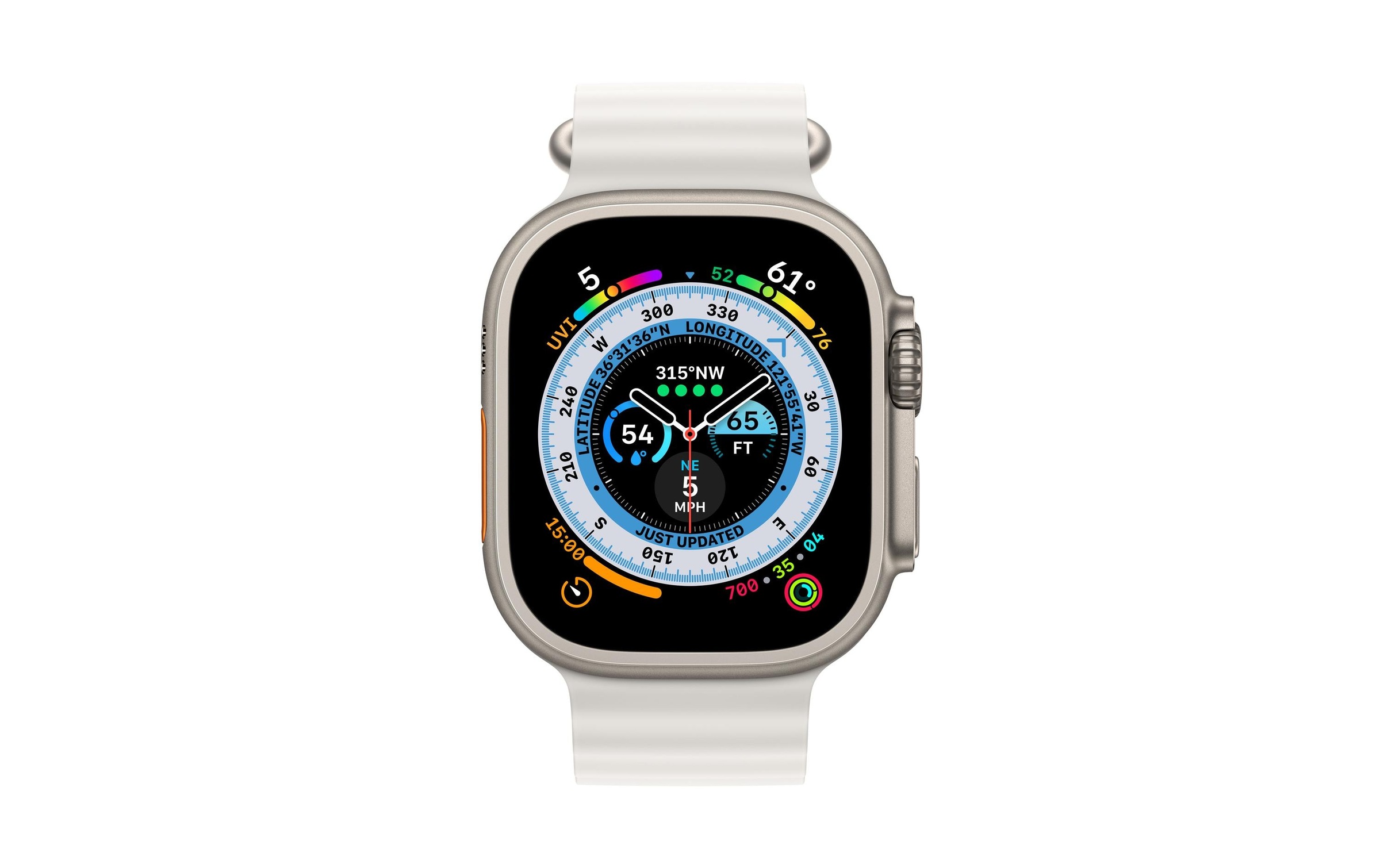 Apple Watch Ultra GPS + Cellular, 49 mm Titangehäuse, Ocean Armband Weiss