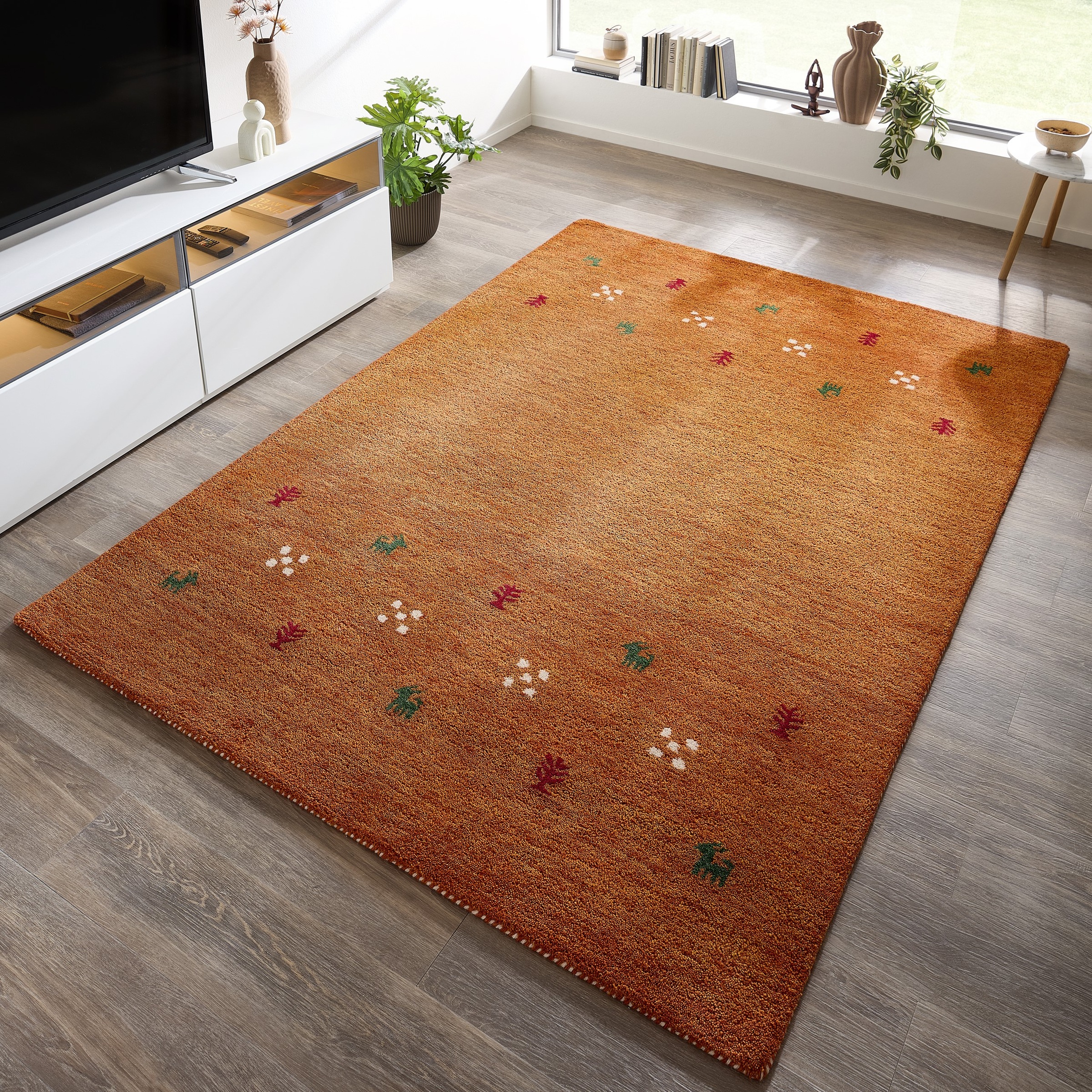 THEKO Wollteppich »Gabbeh Motiv, Handgefertigt, Teppich, Tiermotiv,  reine Wolle« rechteckig 14 mm Höhe reine Wolle, Wohnzimmer, Schlafzimmer, Esszimmer