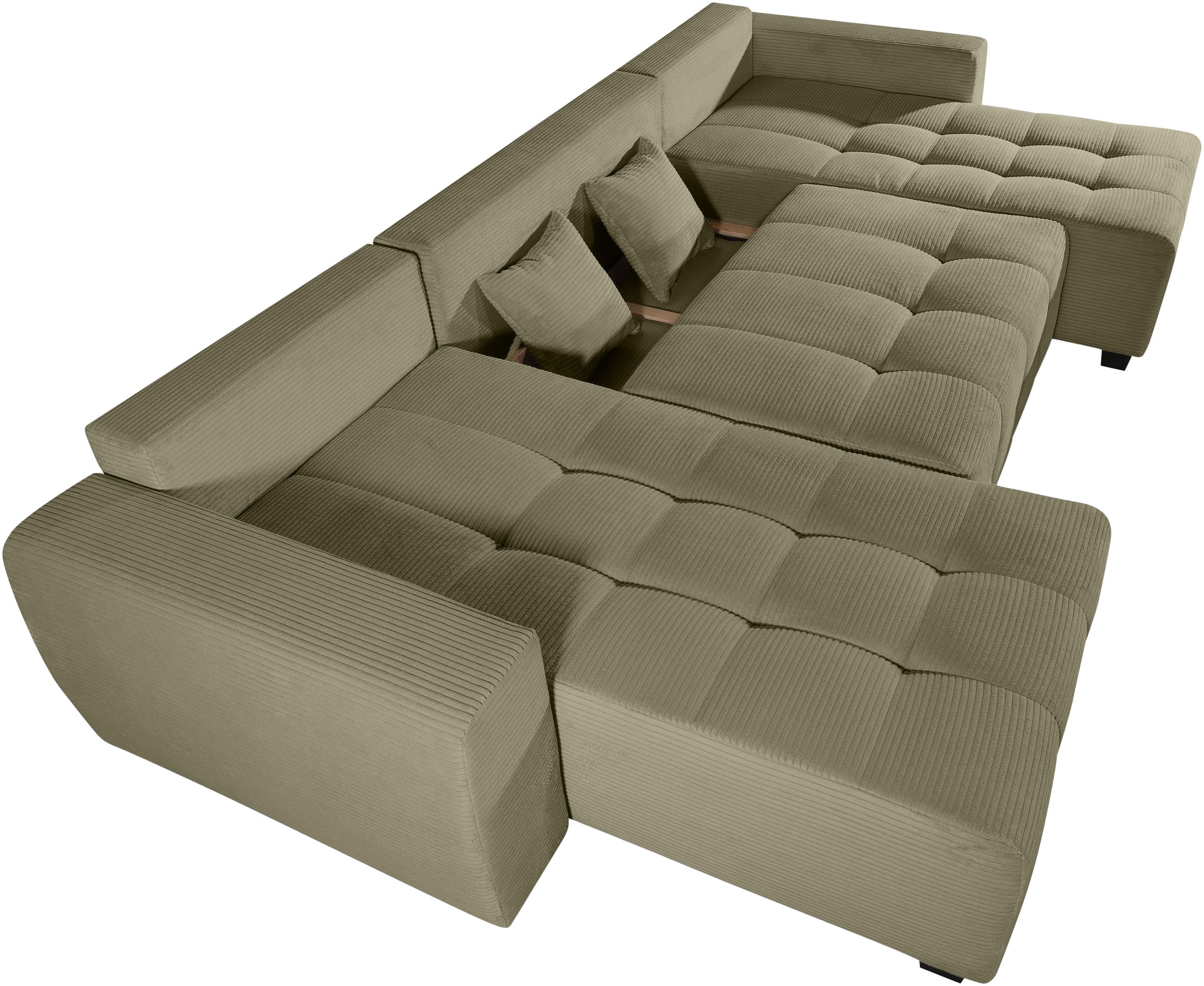 GOODproduct Wohnlandschaft »Bella U-Form, B: 314 cm, inkl. Schlaffunktion, auch in Cord« inkl. Bettkasten, Bonellfederkern, extra grosse Liegefläche: 269x135cm