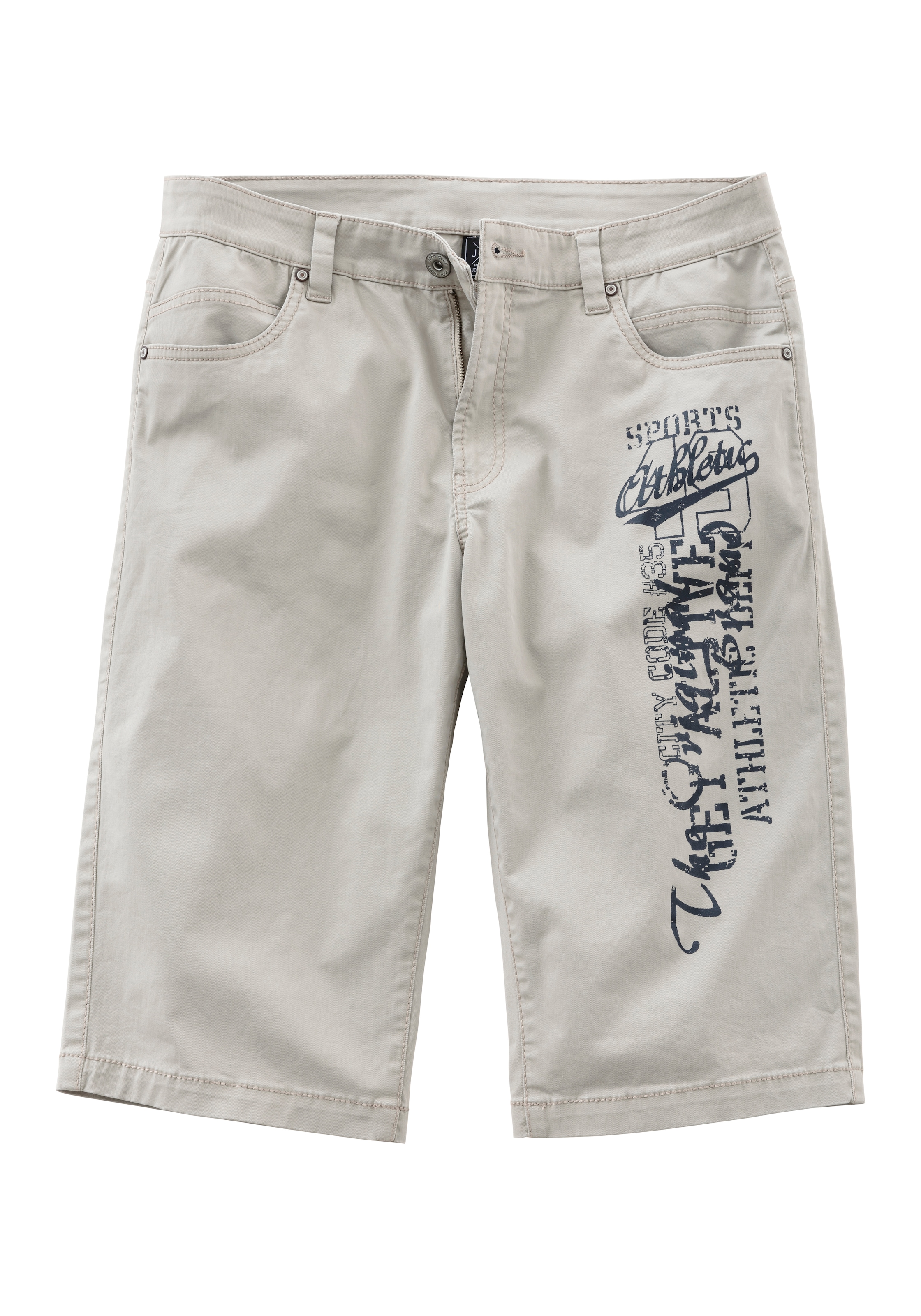 John Devin Bermudas »aus elastischer Baumwollmischung«, mit grossem Druck auf dem Bein, 3/4 Shorts