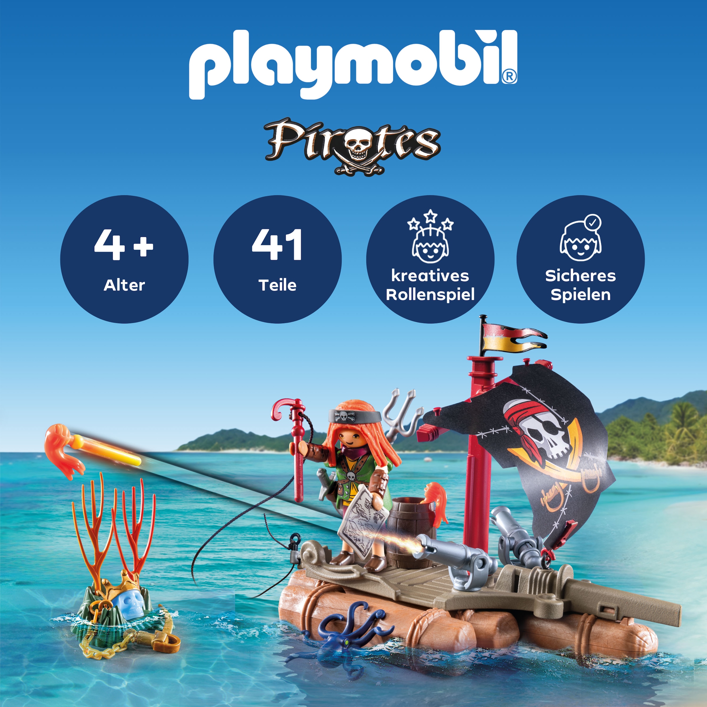 Playmobil® Jeu de construction »Schatzbergung auf Piratenfloss (71794), Playmobil Pirates«