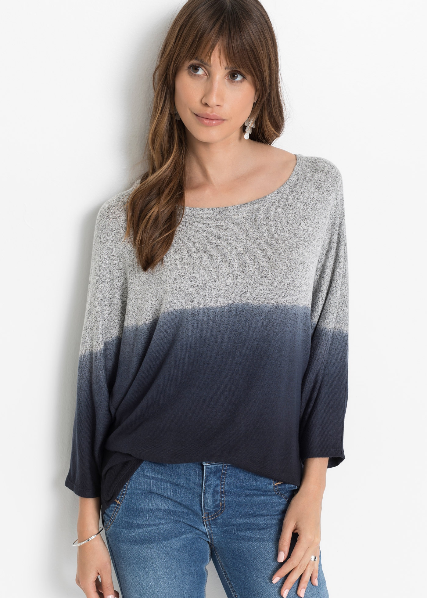 Image of bonprix Oversize-Shirt Oversize-Passform, 3/4-Fledermausärmel, mit Farbverlauf