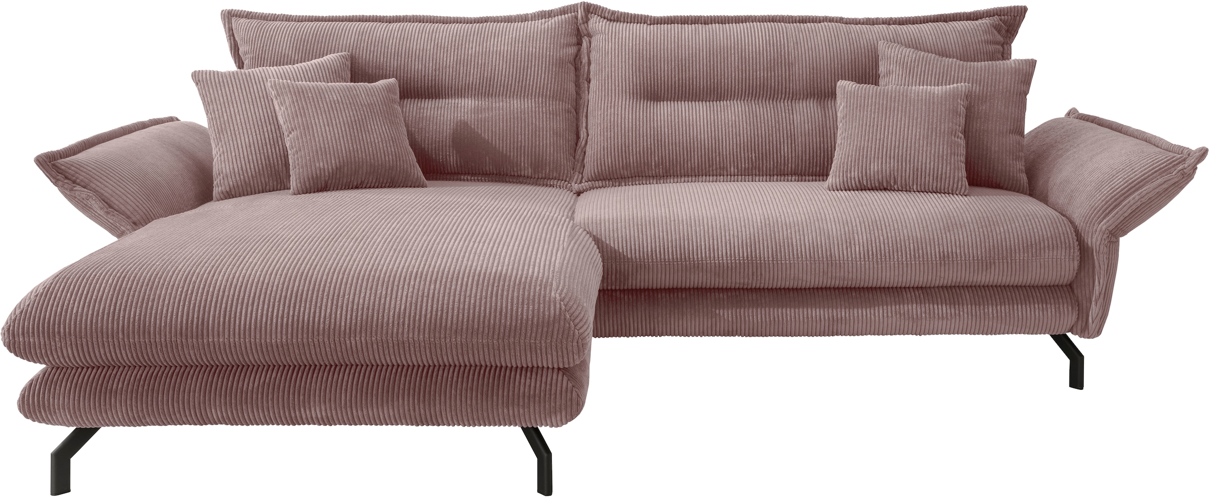 Home affaire Ecksofa »Lazio modern und bequem, schmale Armlehnen, tolle Detailverarbeitung« zwei verschiedene Fussfarben wählbar