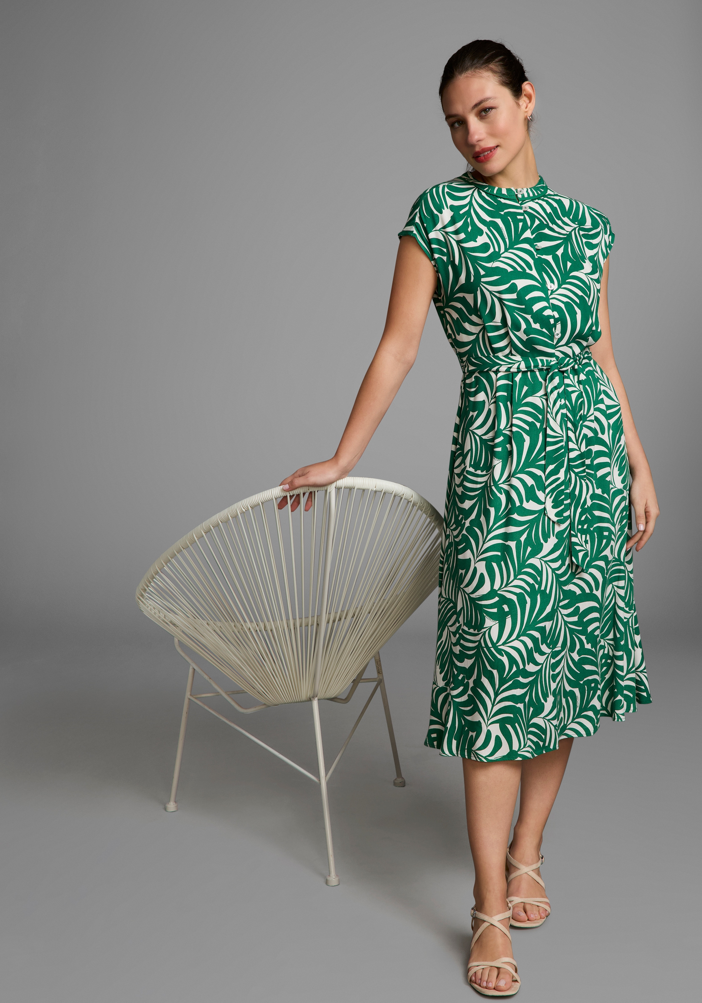 HECHTER PARIS Midikleid, mit Knopfleiste und Bindetaille