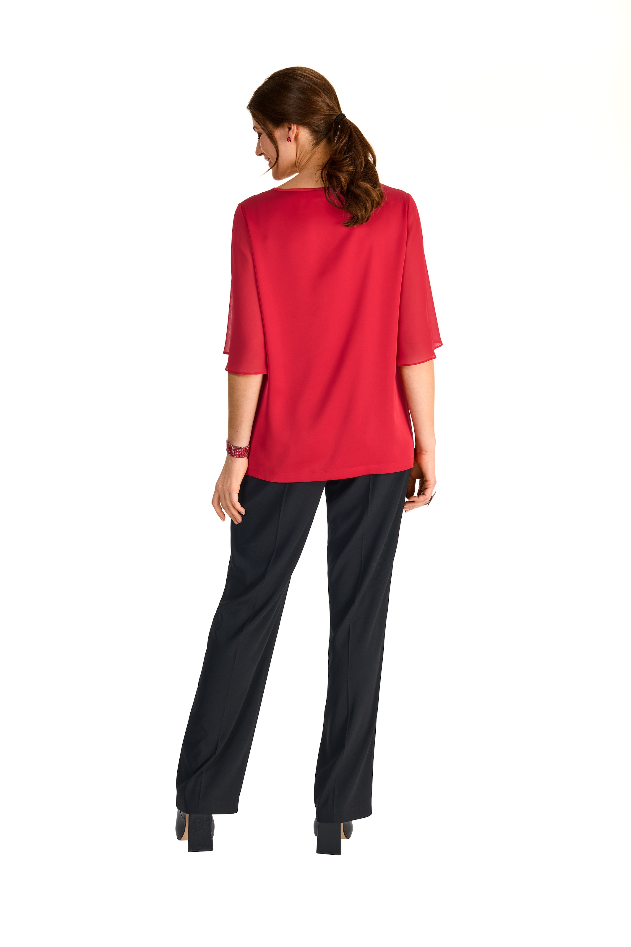 HERMANN LANGE Collection Blusenshirt, mit Glitzerdetail und Cut-Out am Ausschnitt