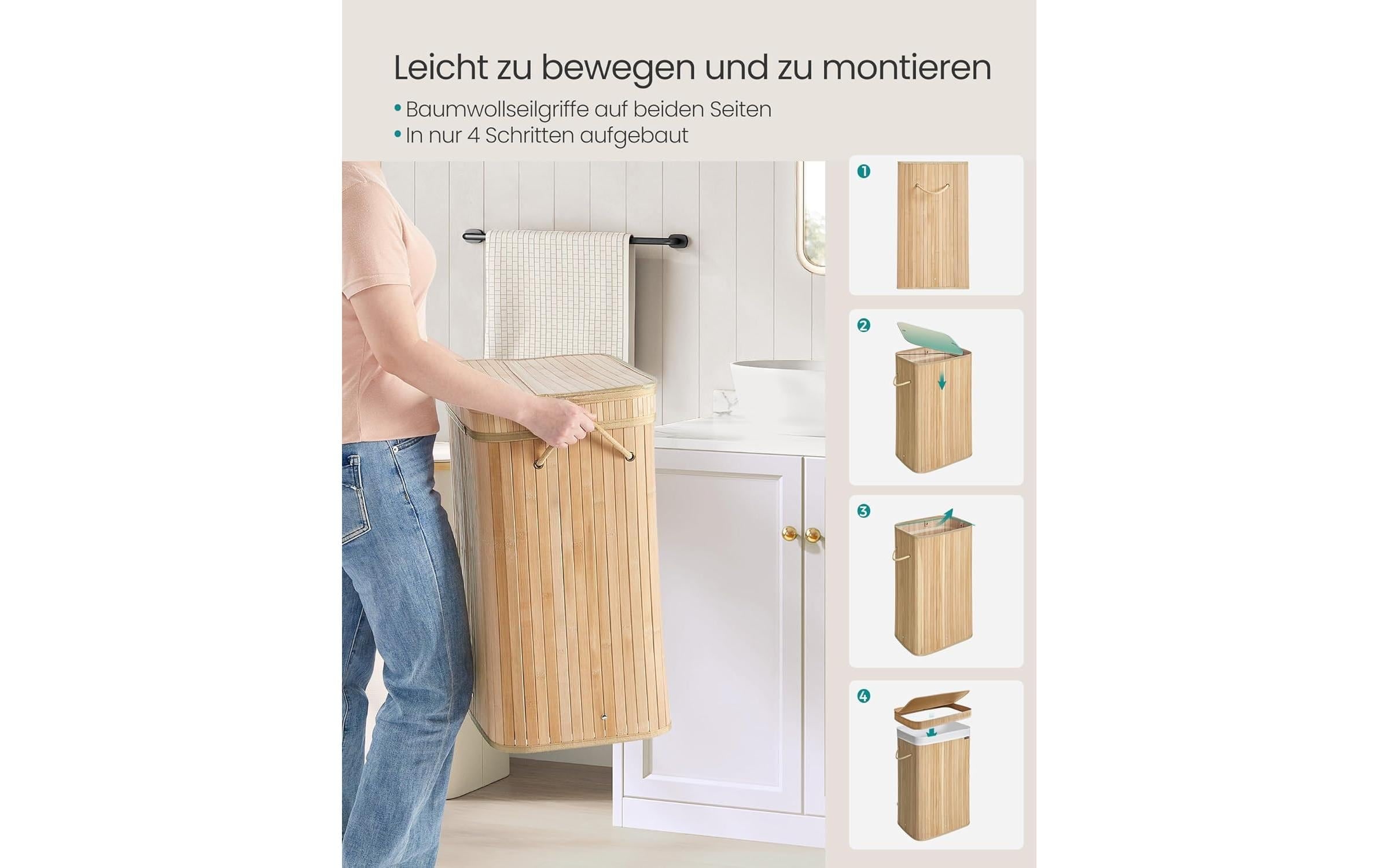 SONGMICS Wäschekorb »Bambus 72 l«