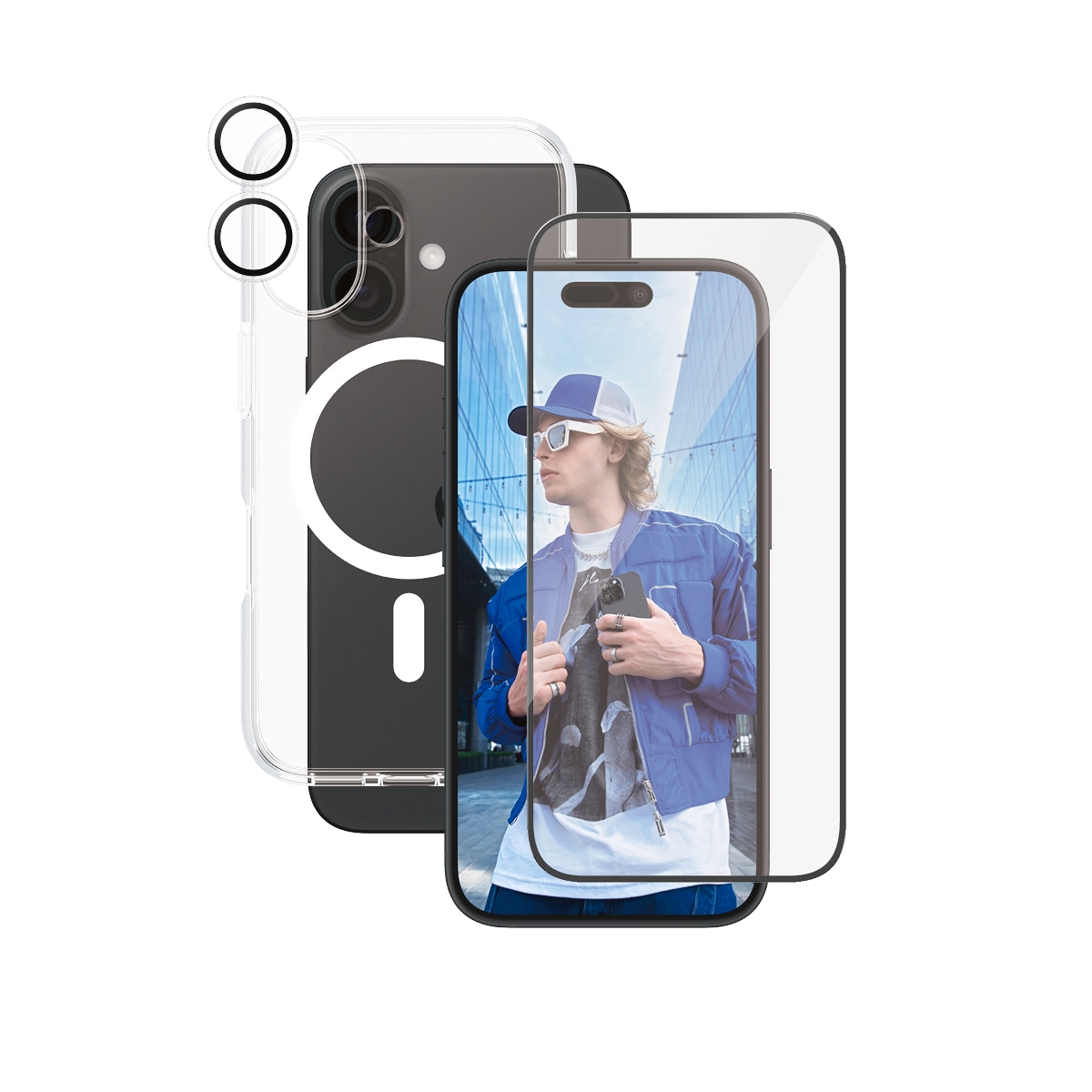 CARE by PanzerGlass Handyhülle »Flagship 3-in-1 für Apple iPhone 16«, Backcover, Schutzhülle, Handyschutzhülle, Case, Schutzcase, stossfest