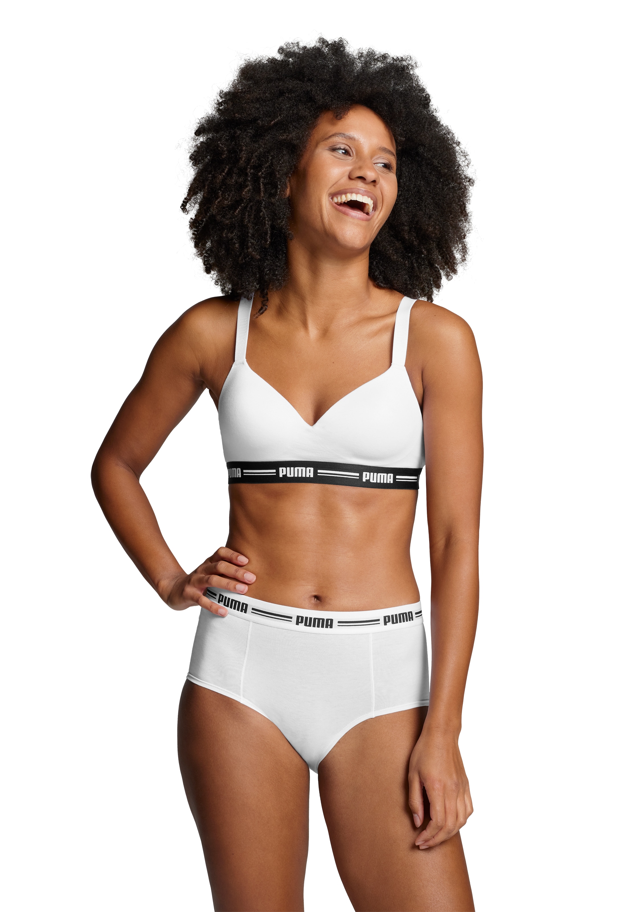 PUMA Panty »PUMA WOMEN MINI SHORT 2P«, (2er Pack), schmaler Logo-Gummibund
