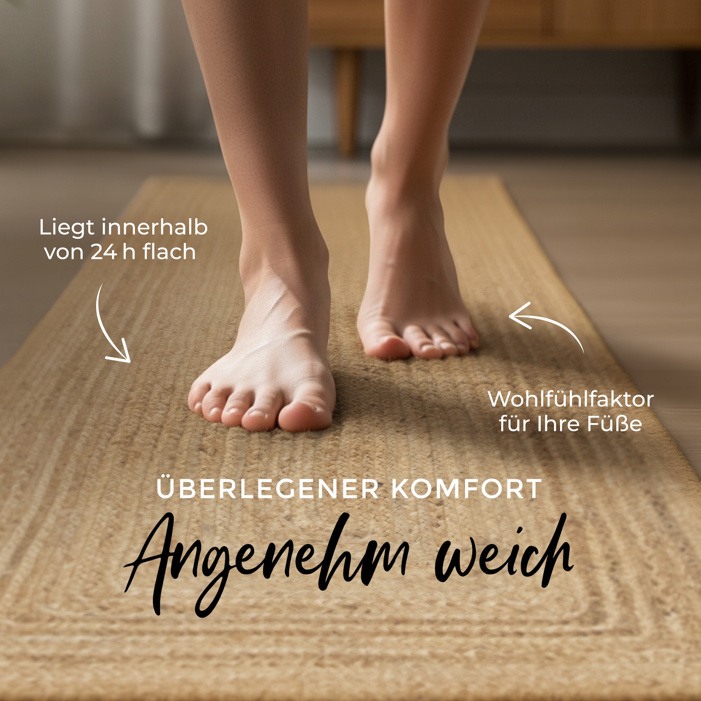 carpetfine Teppich »Nele Juteteppich Naturfaser«, rechteckig, 6 mm Höhe, geflochtener Wendeteppich aus 100% Jute, quadratisch und als Läufer