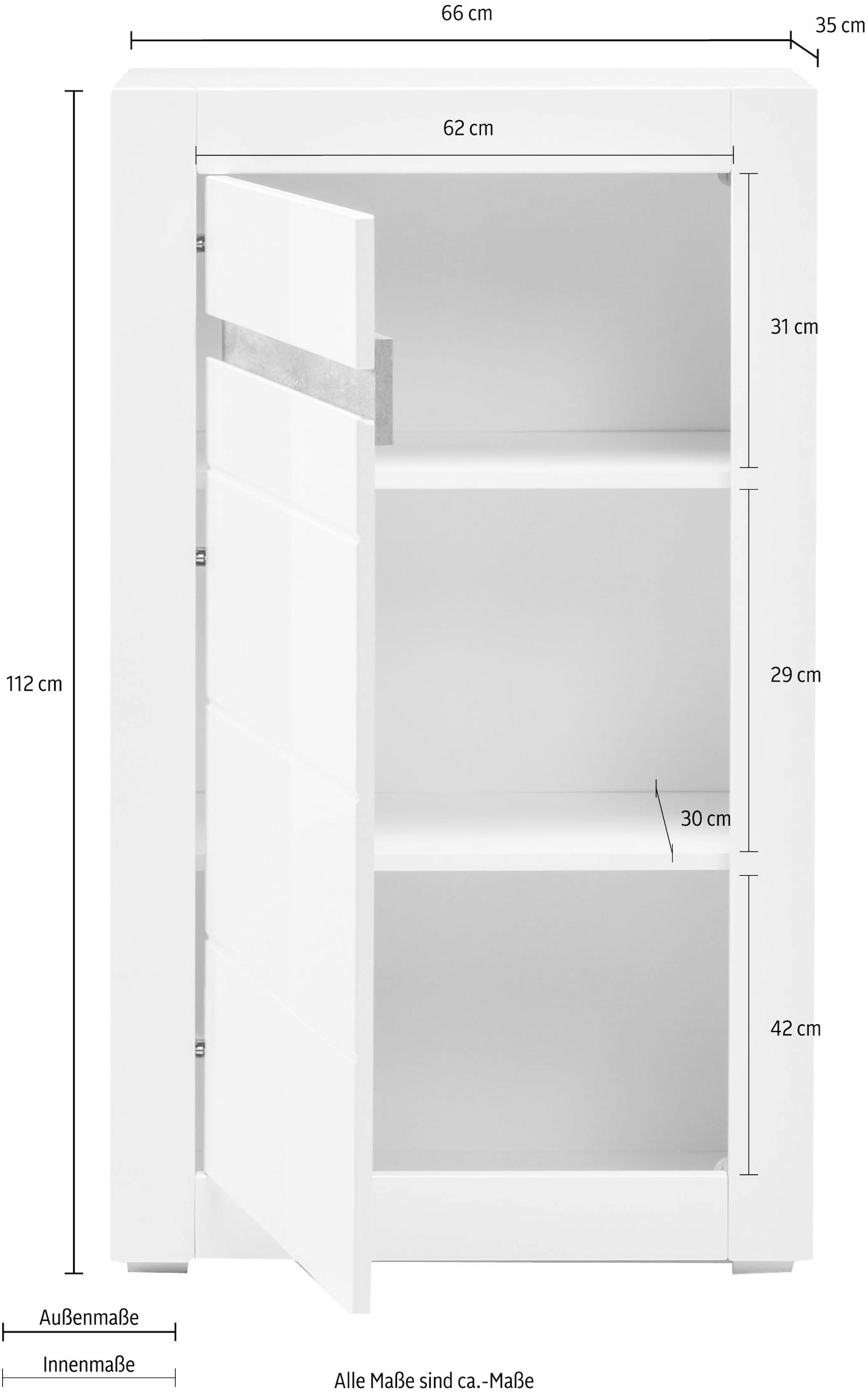 INOSIGN Kommode »Carat«, Breite 66 cm, Blende in weiss und betonfarben im Lieferumfang