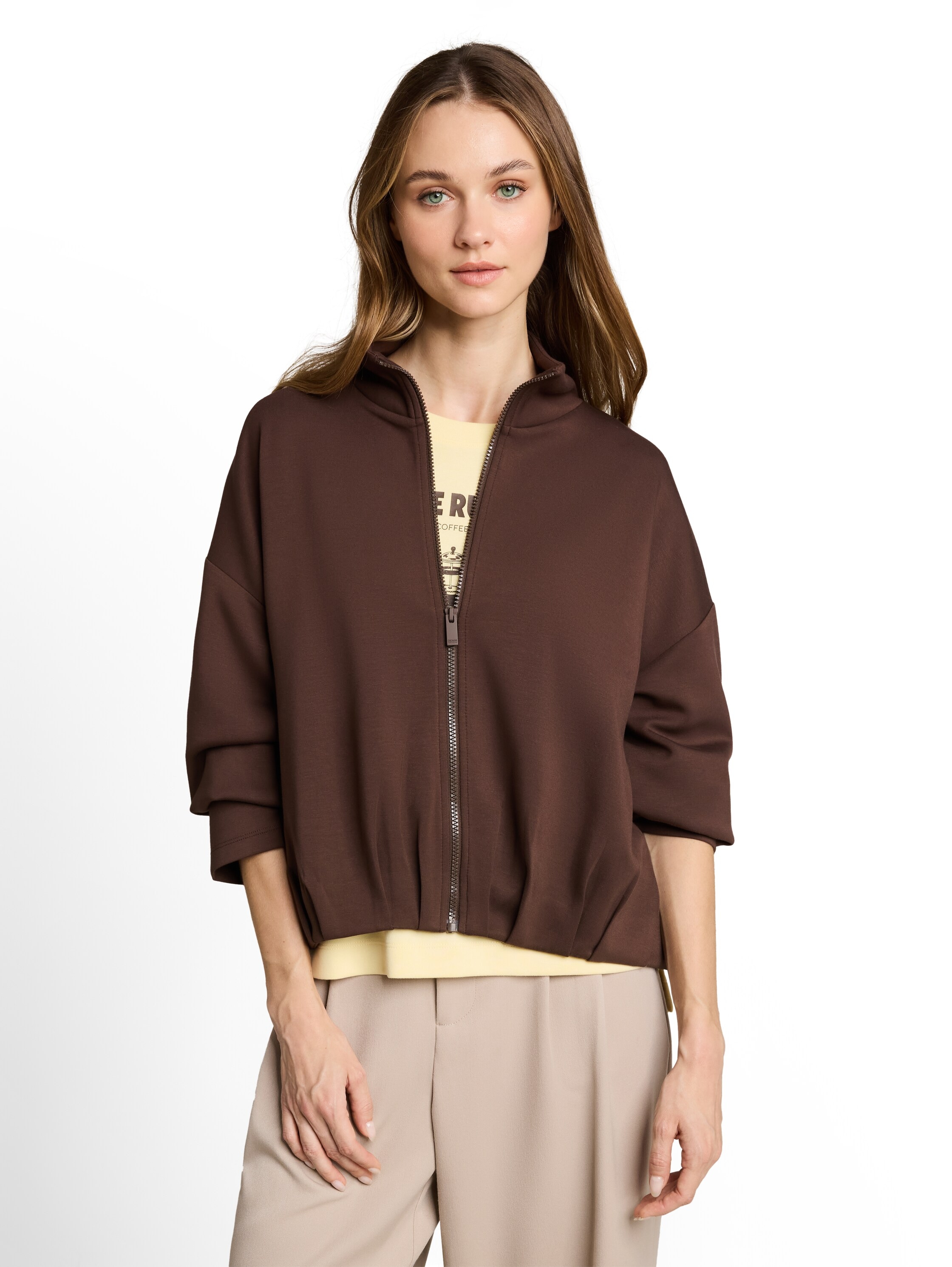 Image of TOM TAILOR Denim Sweatjacke mit Reissvershcluss und Stehkragen / Viskose-Stretch
