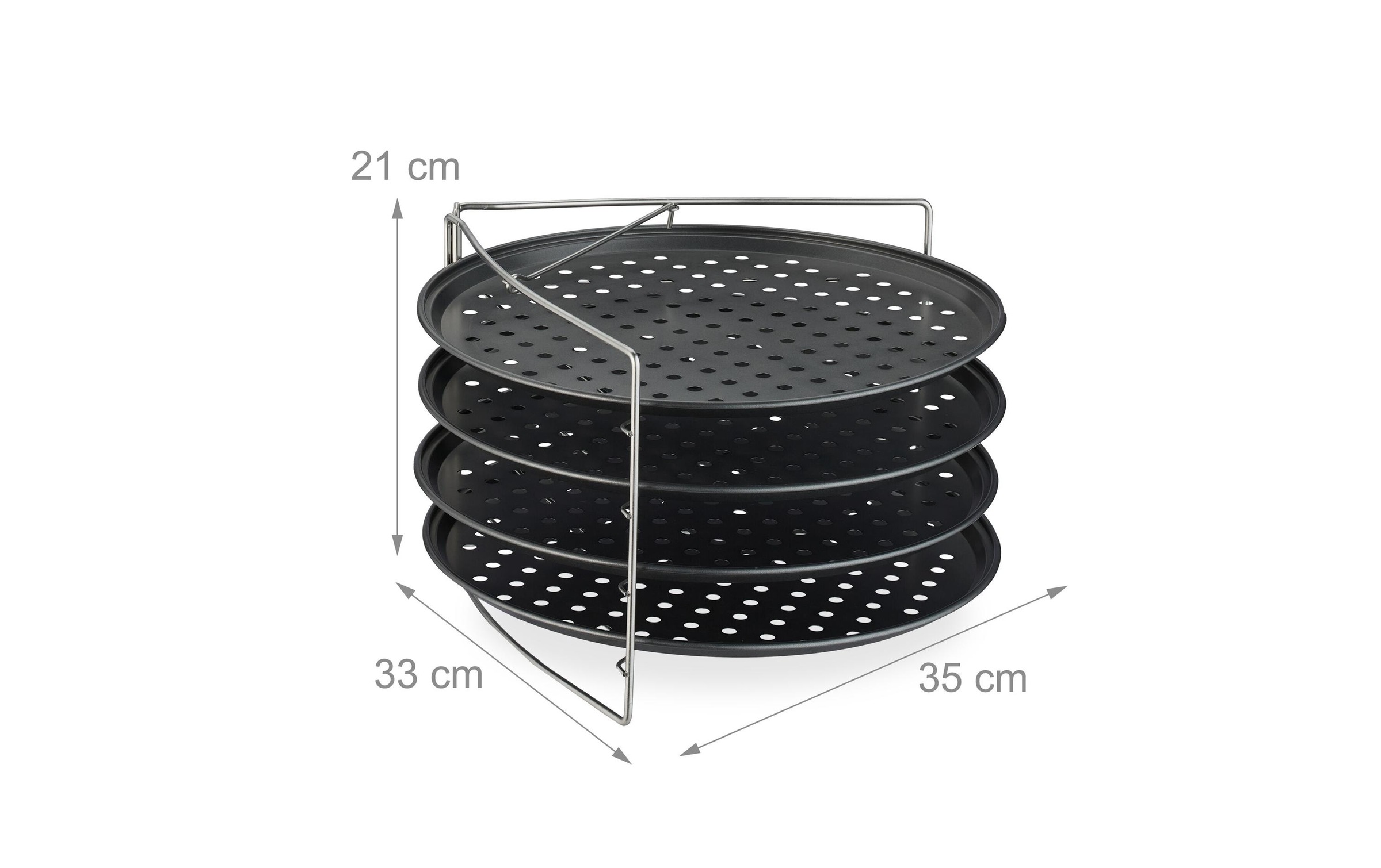 relaxdays Pizzablech »Loch 4er-Set mit Gestell« Edelstahl | Stahl