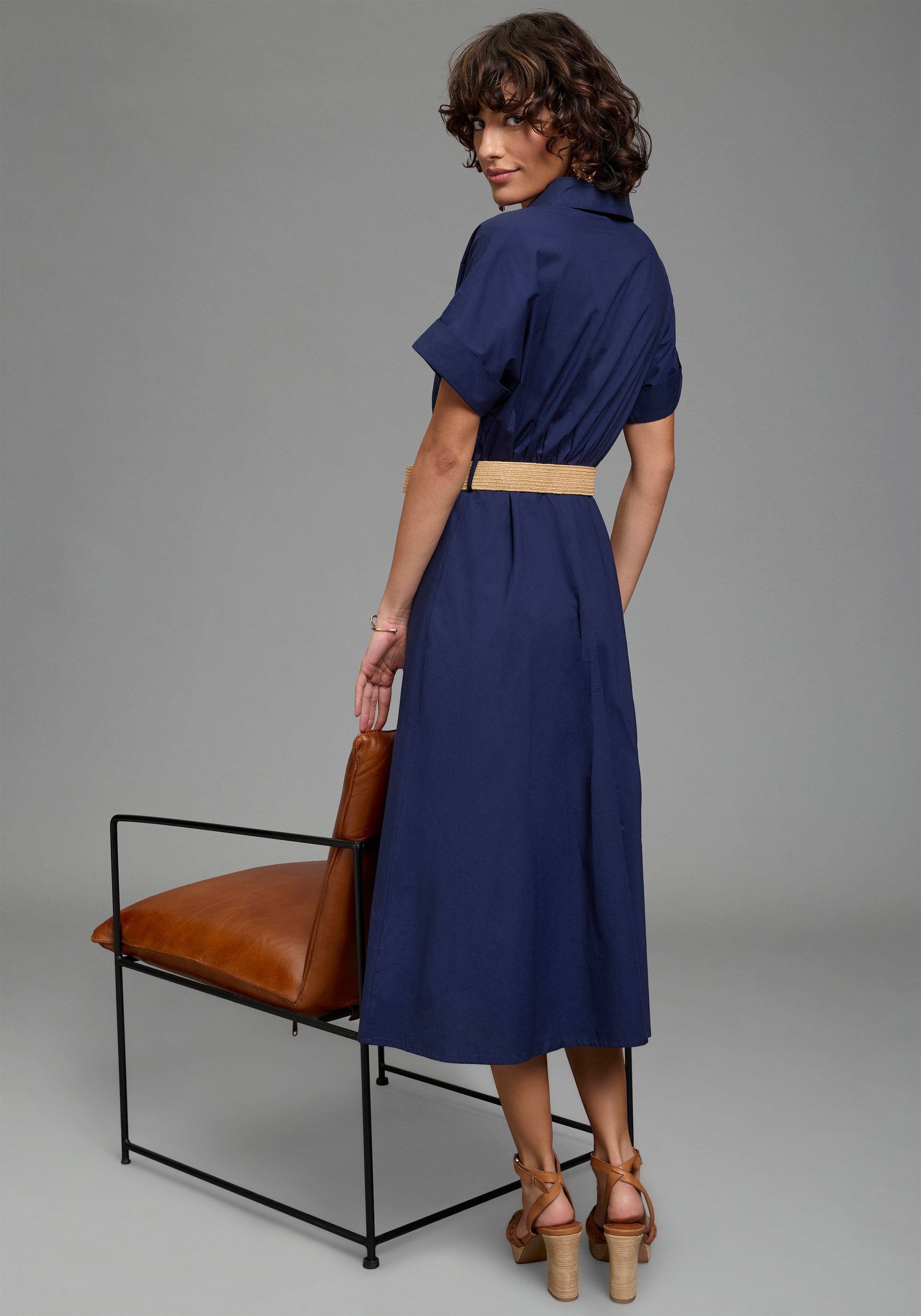 Laura Scott Robe chemisier wadenlang, feminin, für vielseitige Anlässe, aus Baumwolle